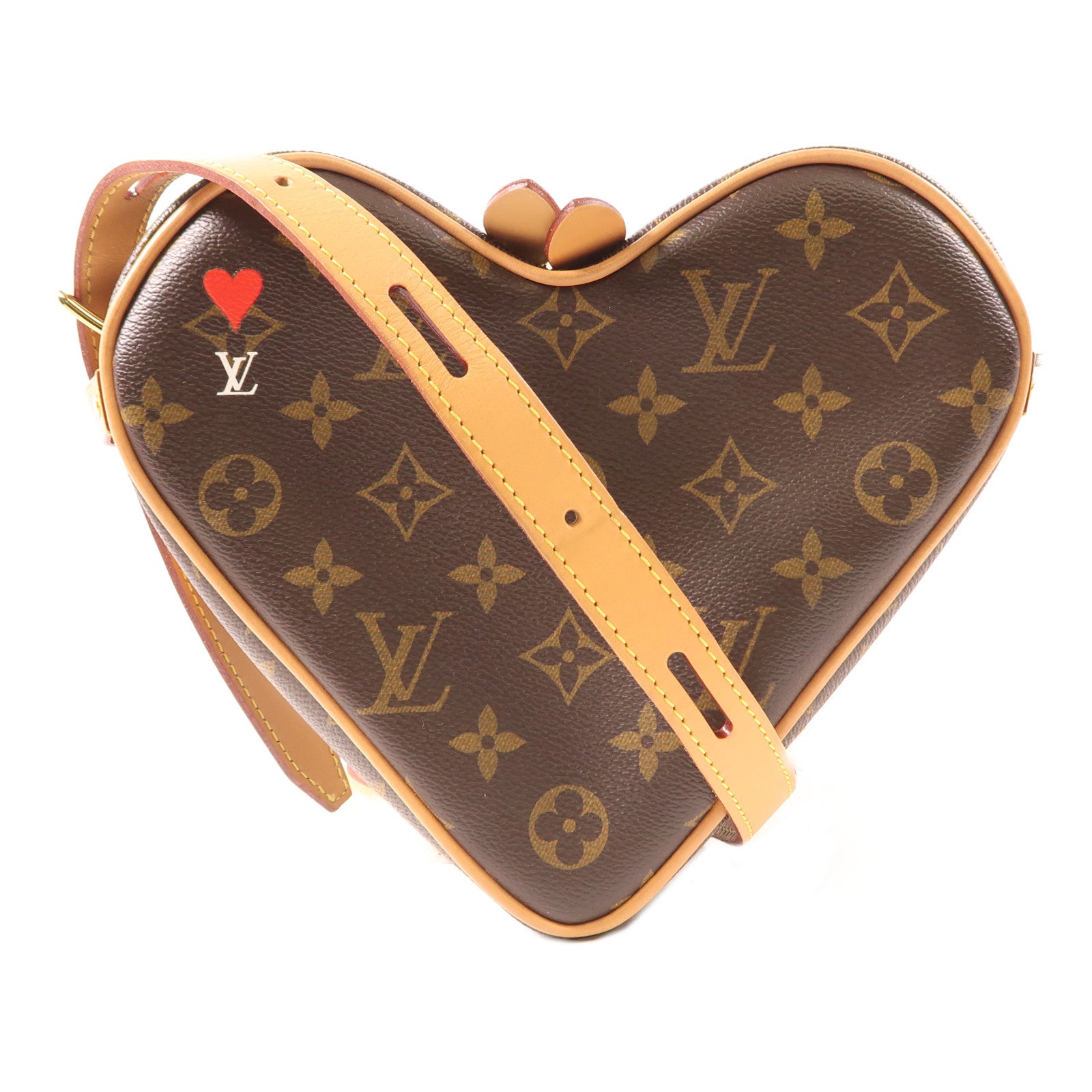 LOUIS VUITTON Monogram Game On Sac Coeur金扣肩背袋棕色