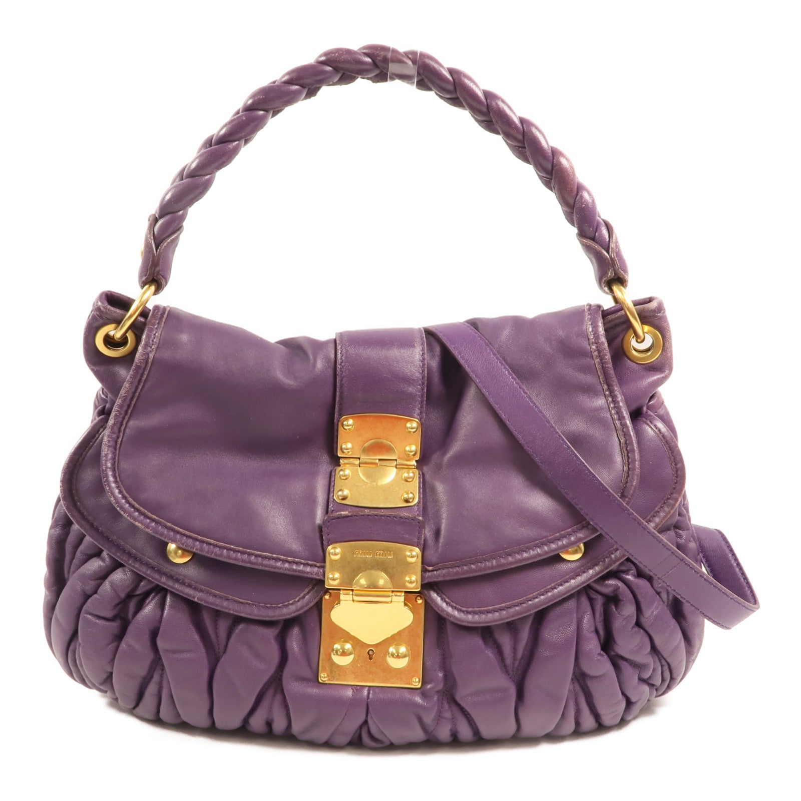 Miu Miu 羊皮皮革Shoulder Bag金扣手挽肩背兩用袋