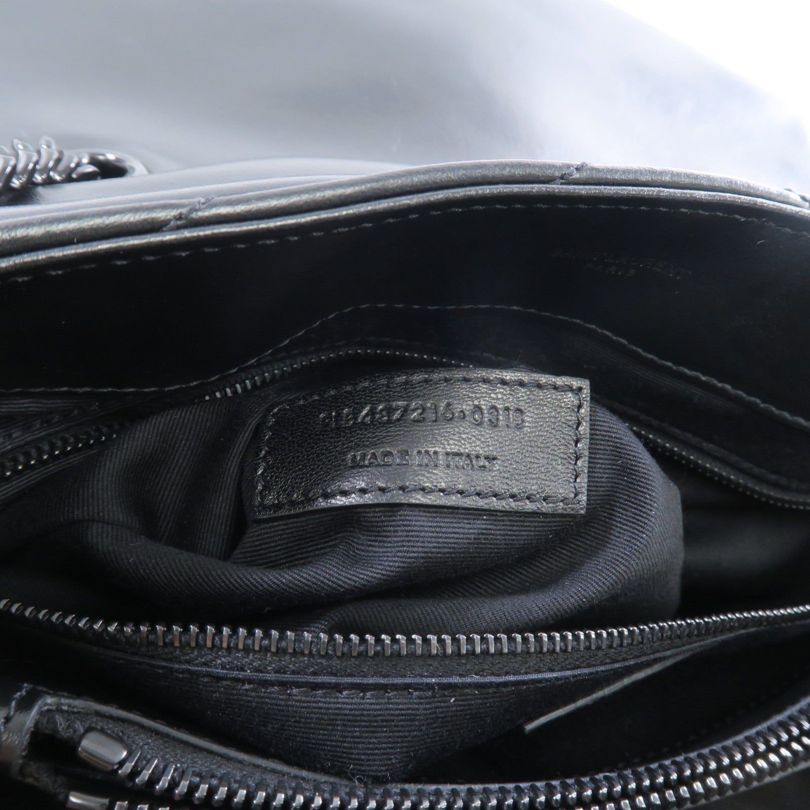 SAINT LAURENT 牛皮皮革LouLou MM黑扣/銀扣鏈帶肩背袋黑色