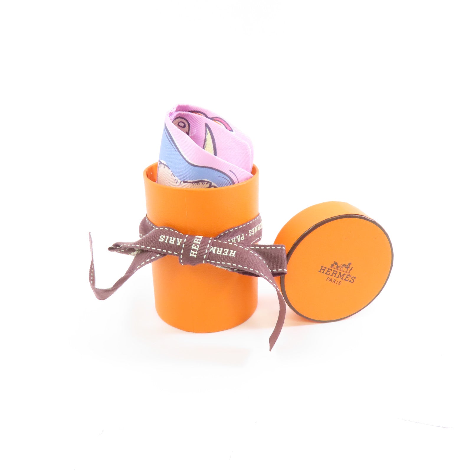 HERMES 絲質Twilly絲巾粉紅色