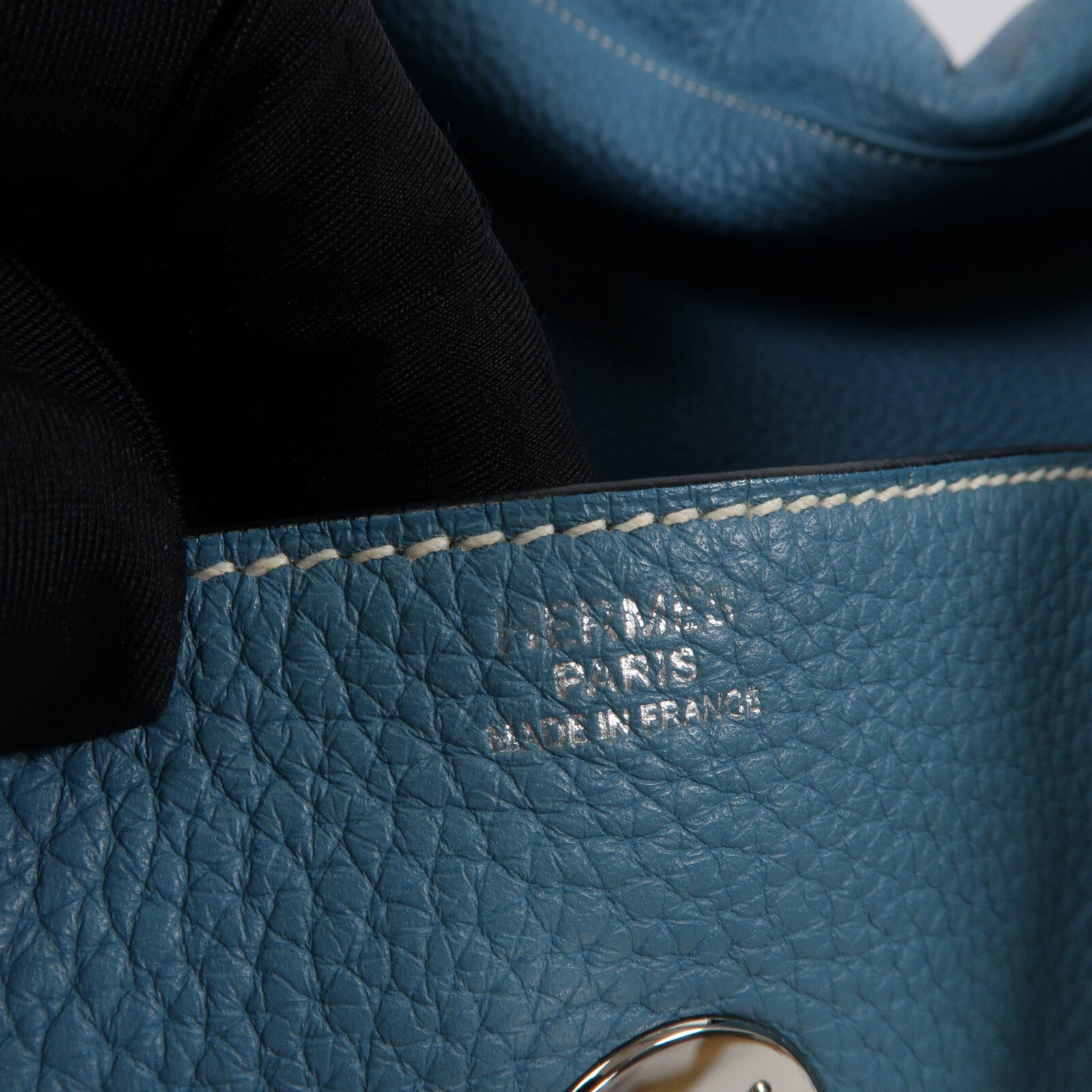 HERMES Clemence皮革Lindy 34手挽肩背兩用袋Bleu Jean