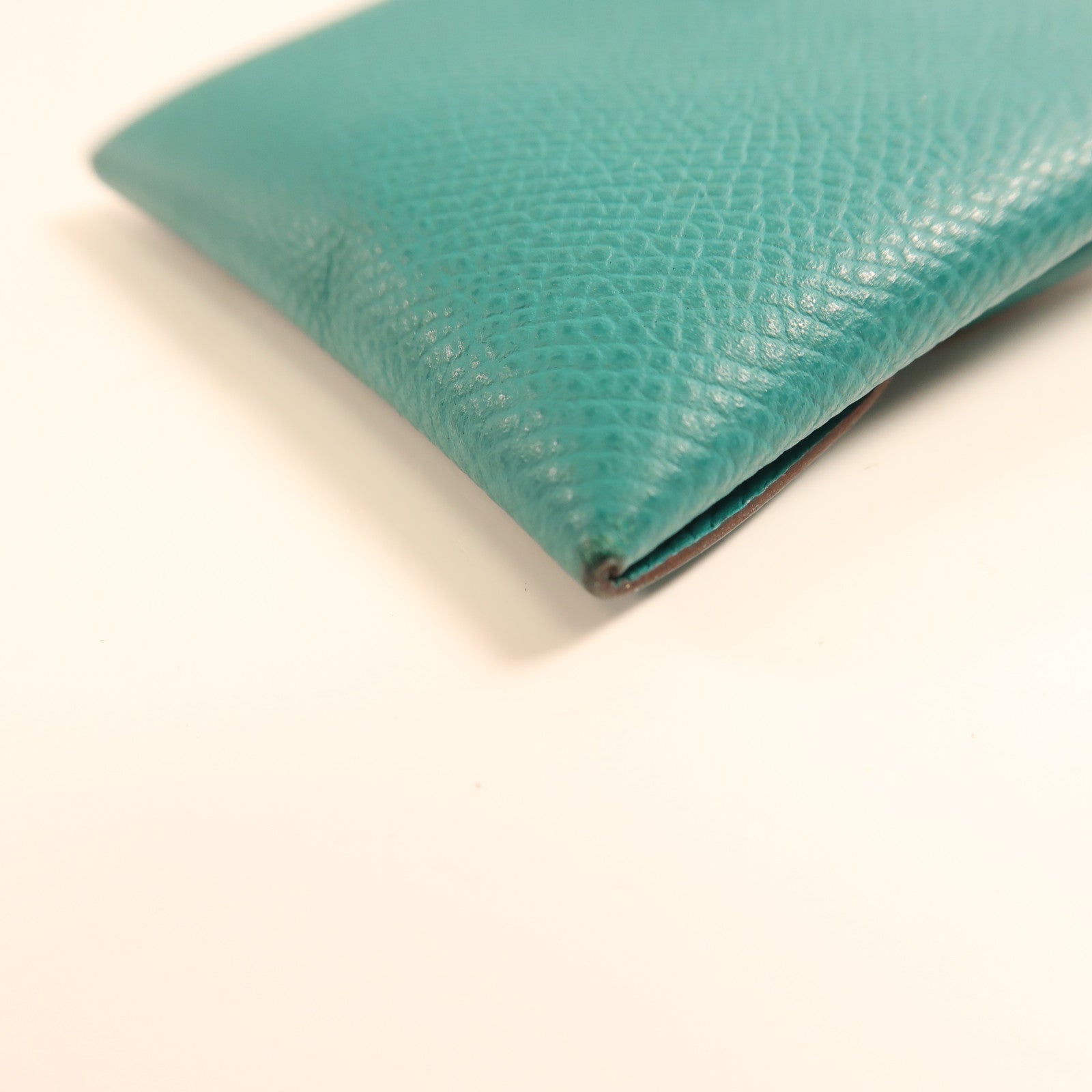 HERMES PHWBastia Card Case Purse Veau Epsom Leather Green