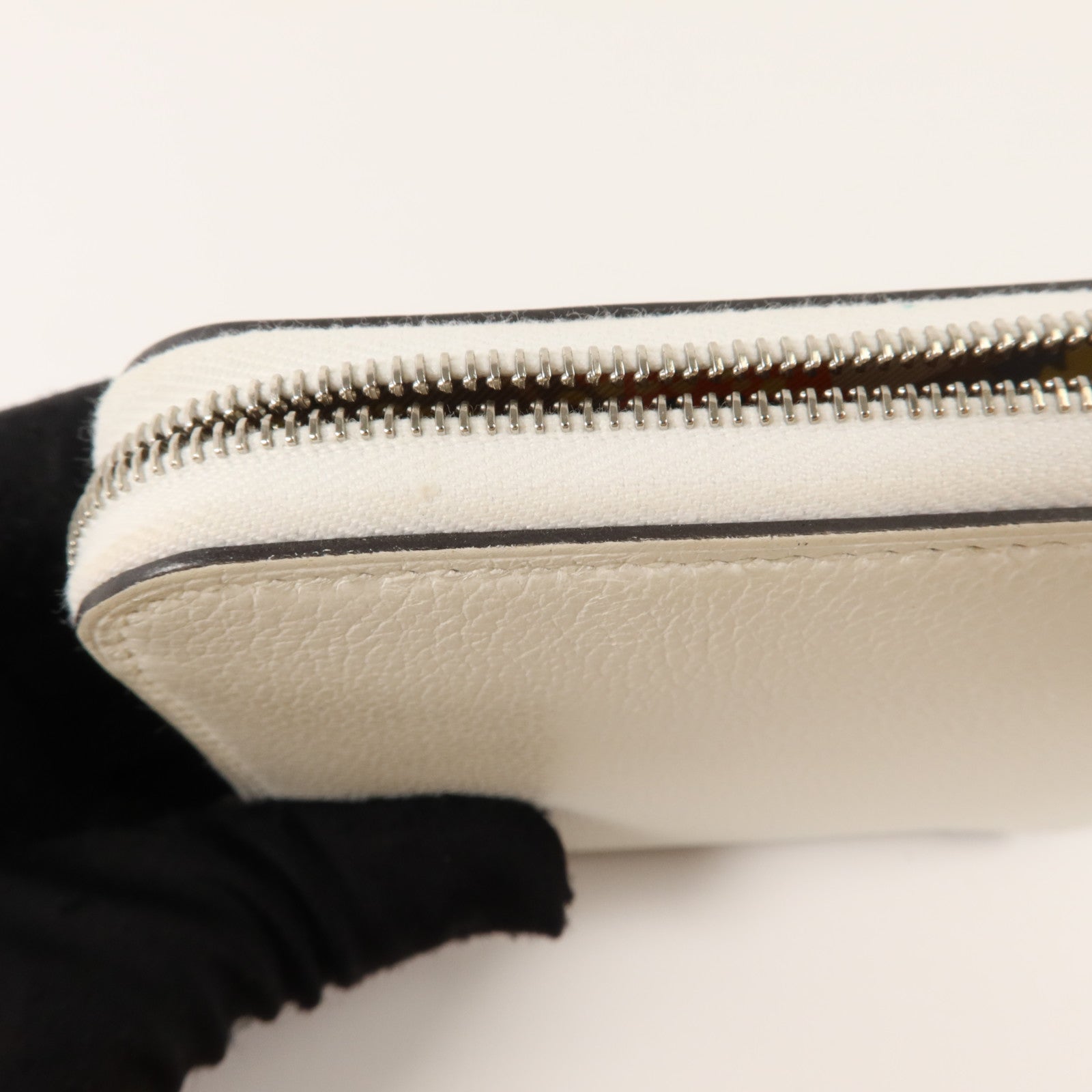HERMES Evercolor皮革Silk In Compact Wallet錢包Blanc