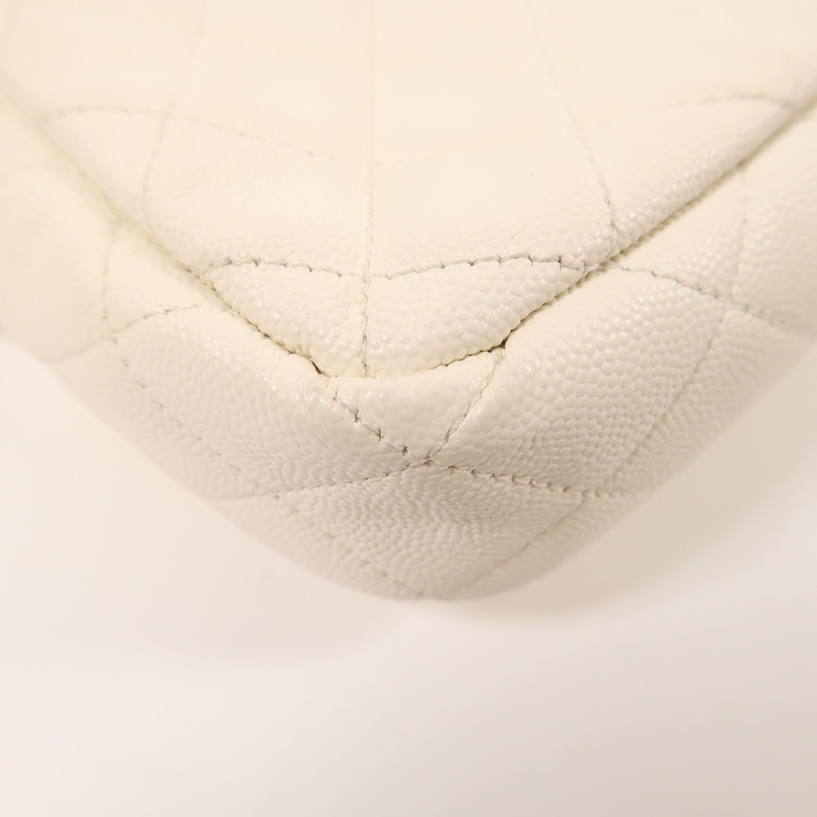 CHANEL CC GHW Shoulder Bag Calfskin Leather White