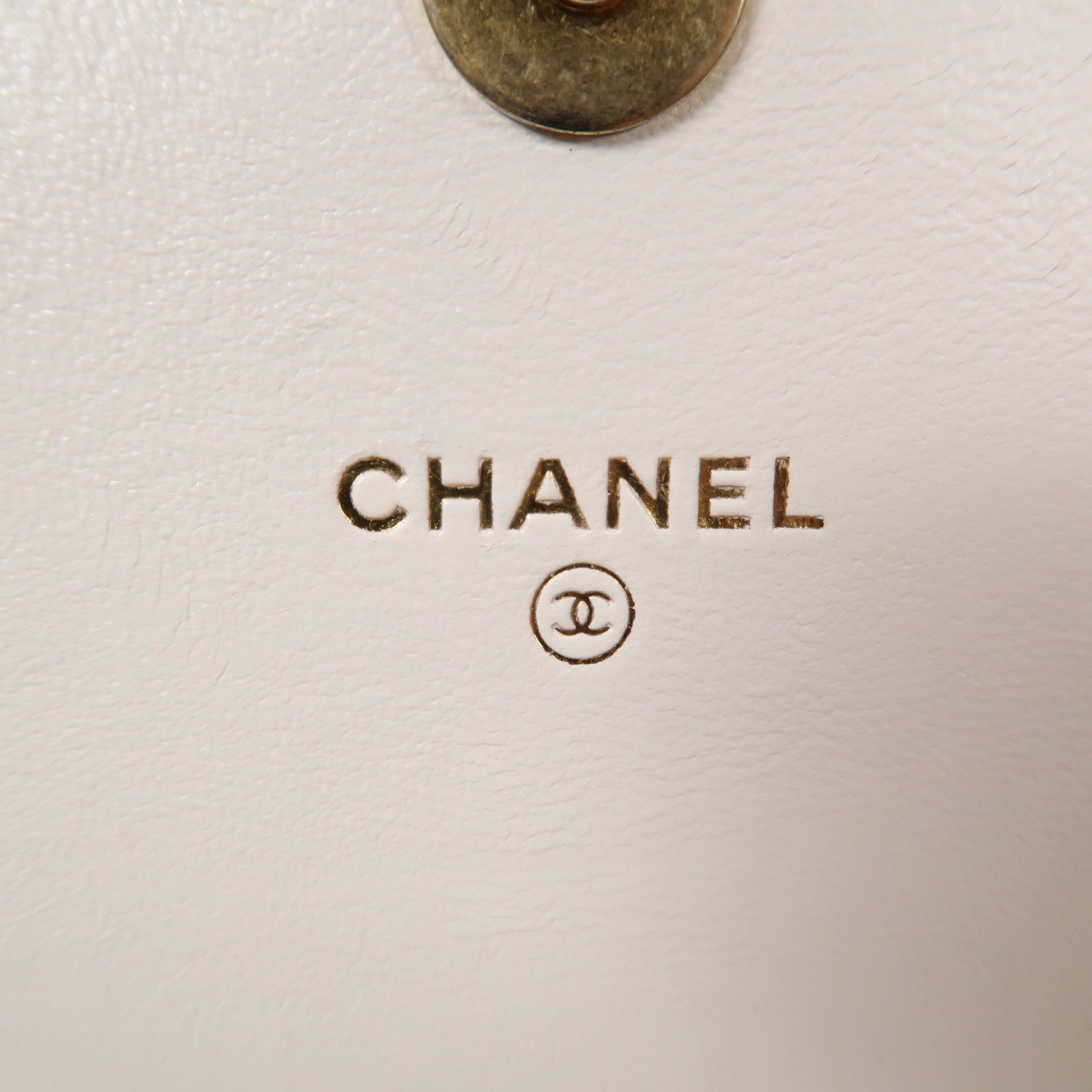 CHANEL 菱格羊皮皮革Wallet On Chain金扣/銀扣鏈帶肩背袋白色
