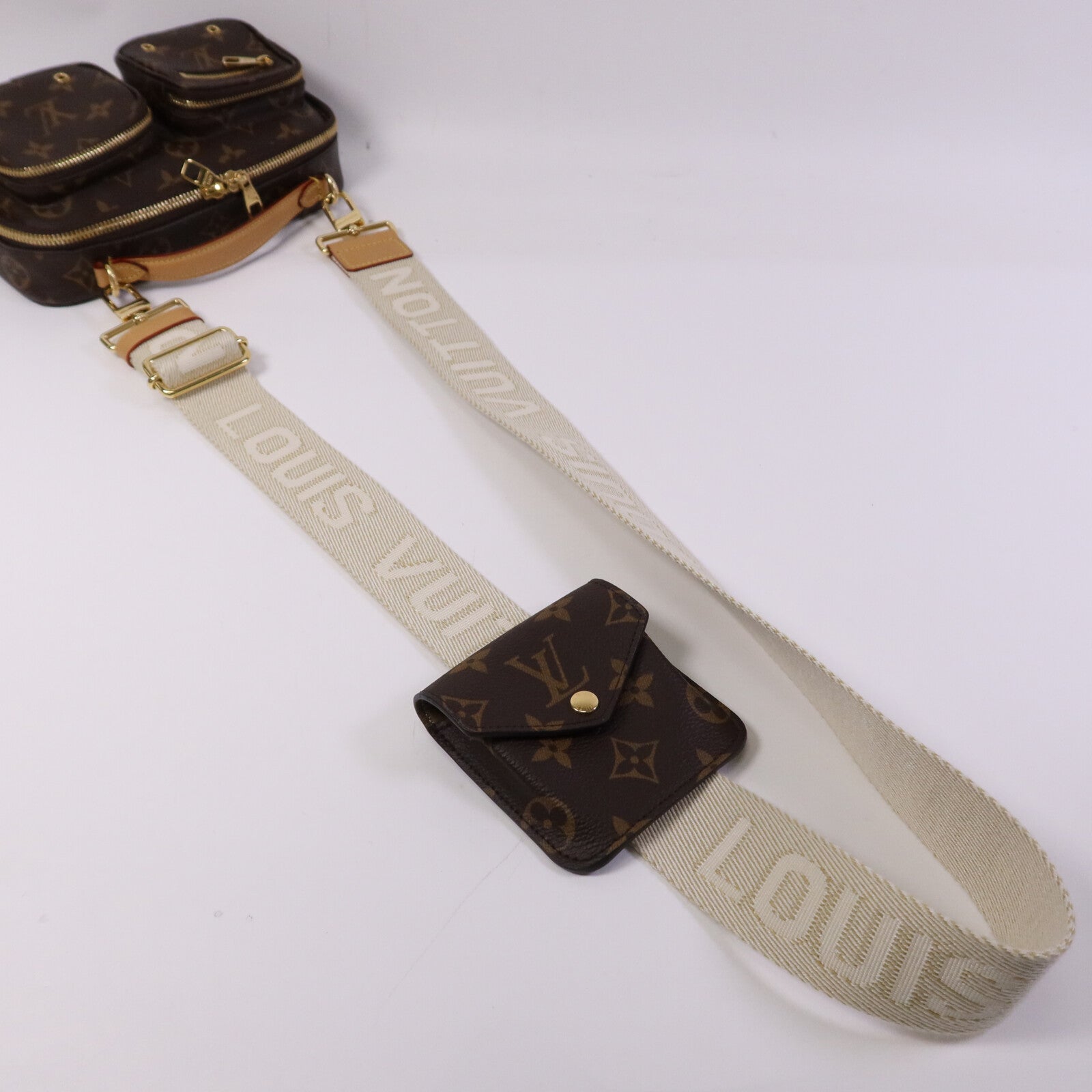 LOUIS VUITTON Monogram Utility金扣手挽肩背兩用袋棕色