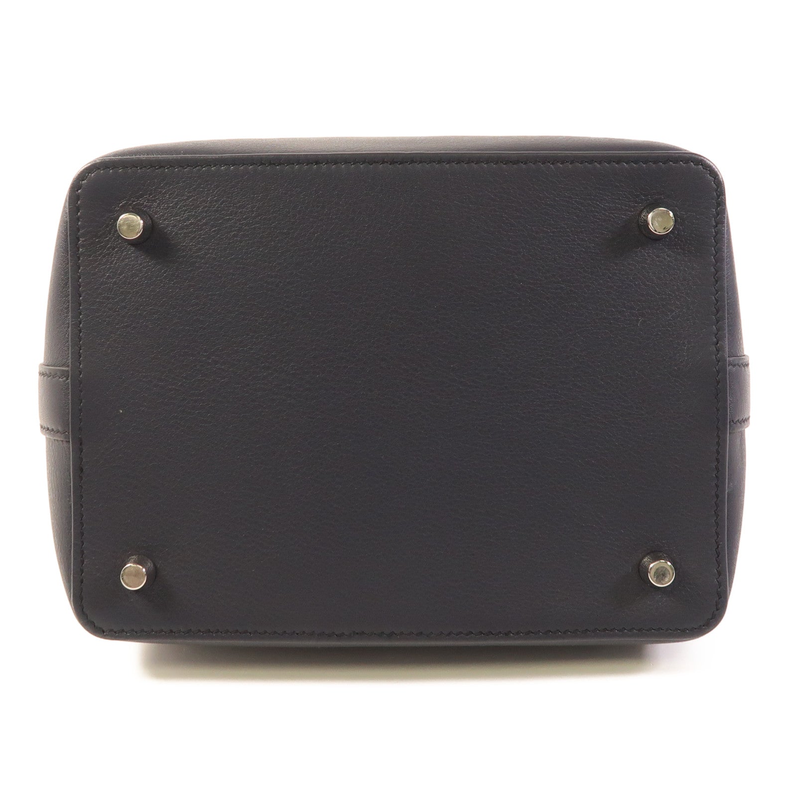 HERMES Evercolor皮革Toolbox 20銀扣手挽肩背兩用袋Bleu Indigo/Fuchsia