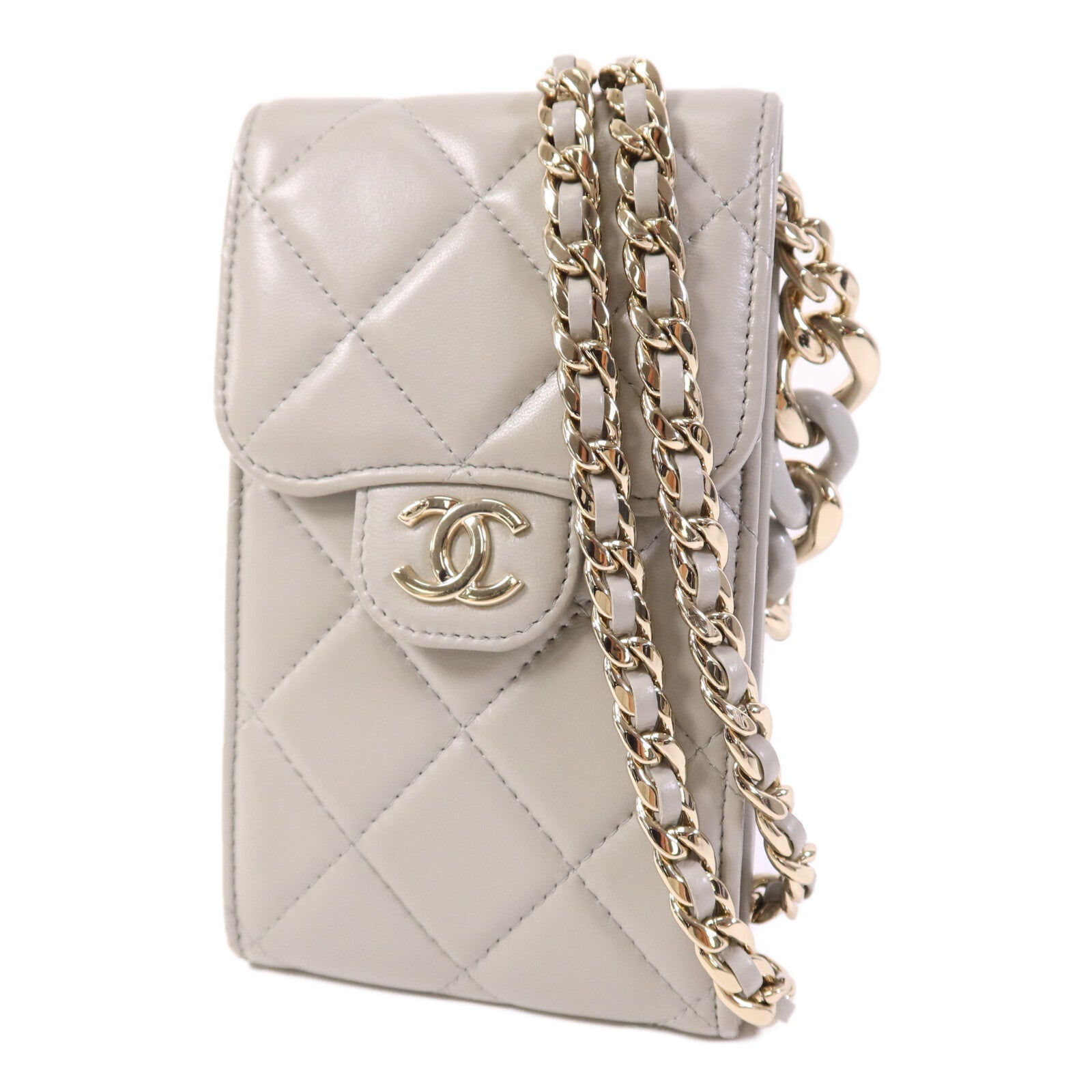 CHANEL 羊皮皮革Chain Shoulder Bag金扣鏈帶肩背袋