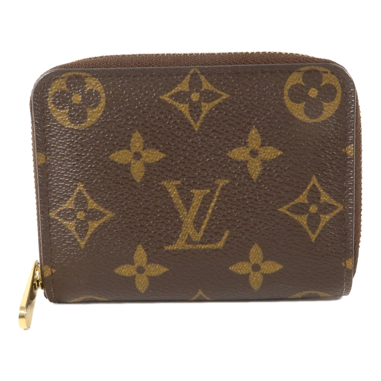 LOUIS VUITTON Monogram Zippy Coin Purse金扣零錢包棕色