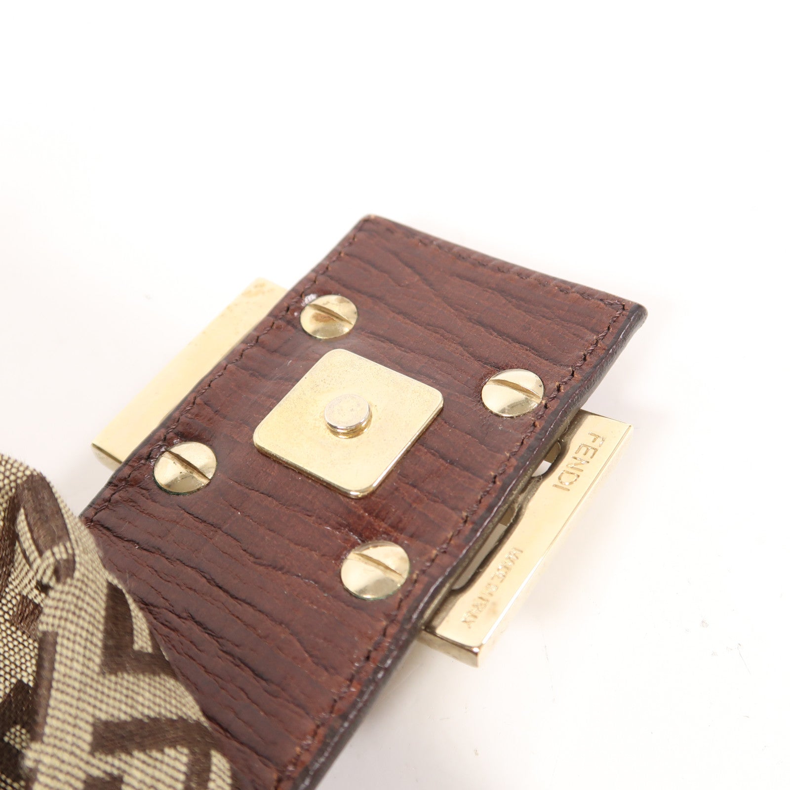 FENDI 帆布Shoulder Bag金扣肩背袋