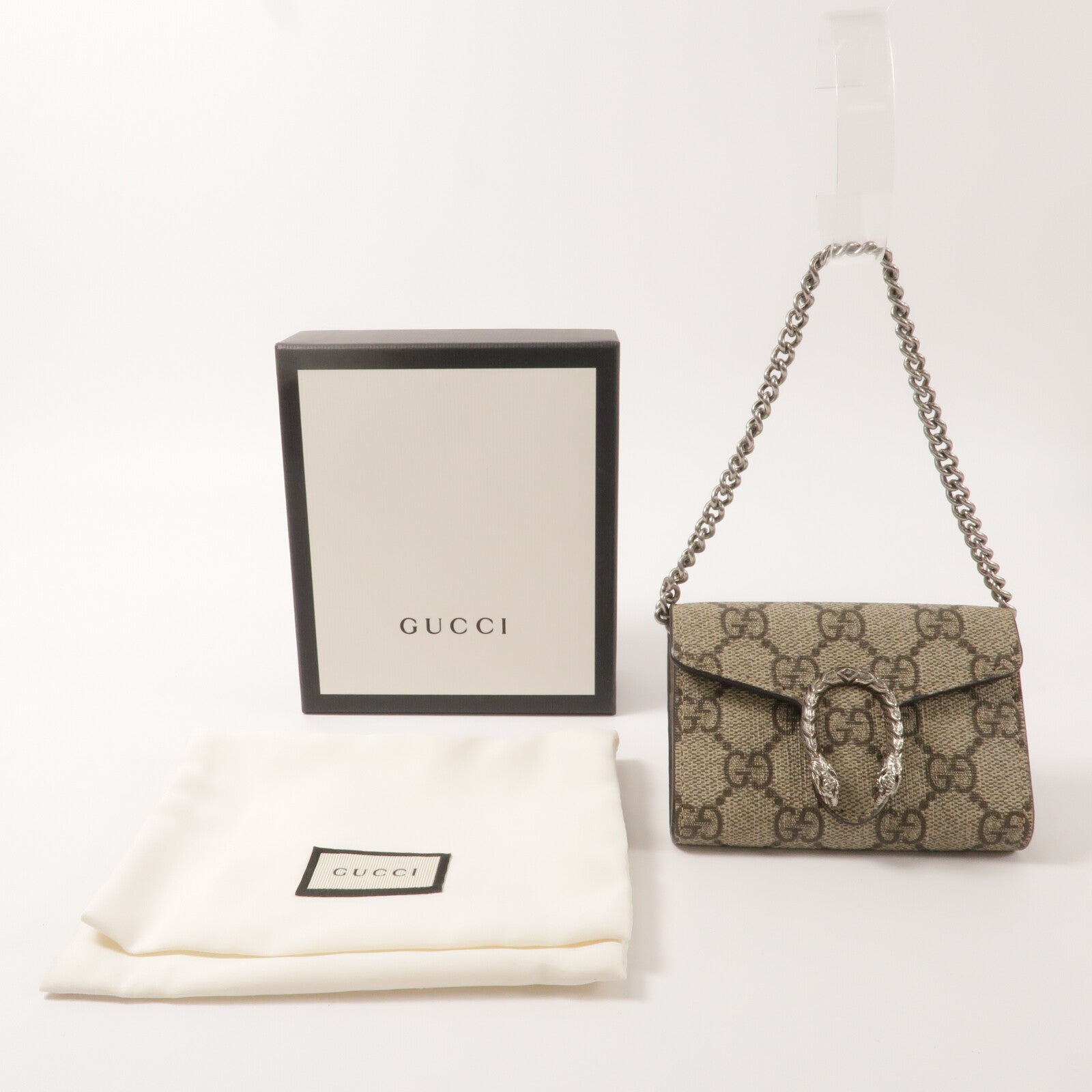 GUCCI 塗層帆布Dionysus Chain Wallet鏈帶手挽袋