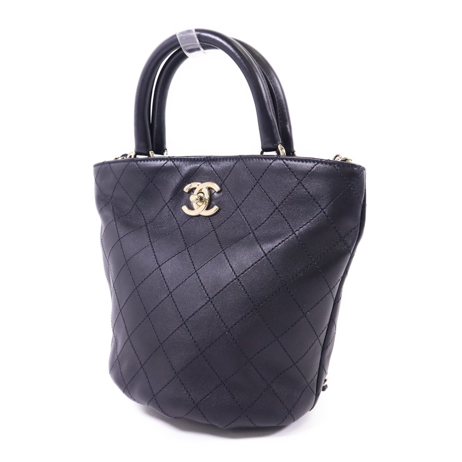 CHANEL 牛皮皮革2 Way Shoulder Bag金扣手挽肩背兩用袋