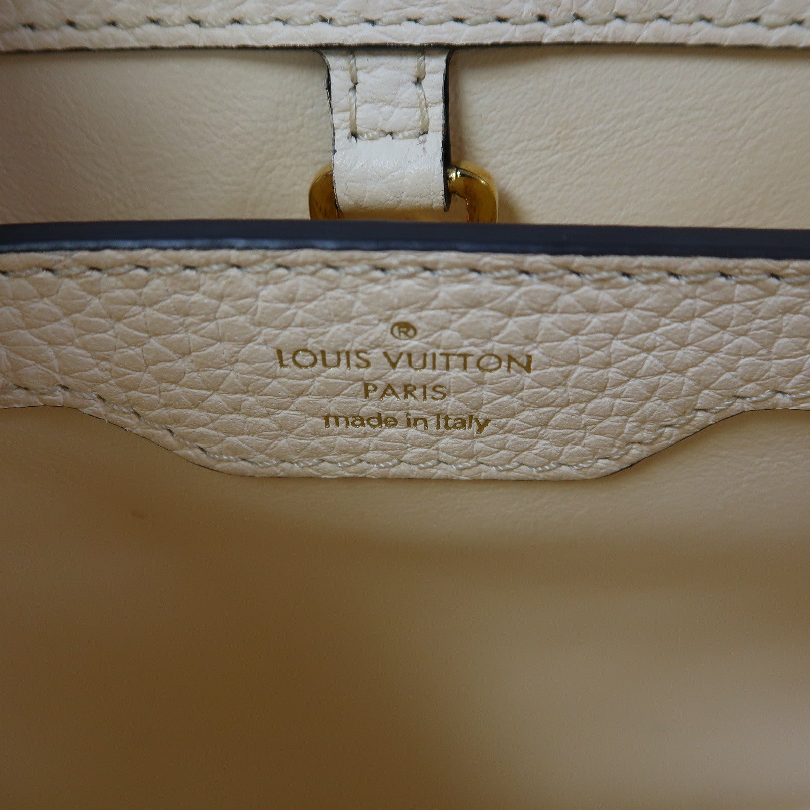 LOUIS VUITTON 【激減優惠】牛皮皮革Capucines BB金扣手挽肩背兩用袋白色/橙色