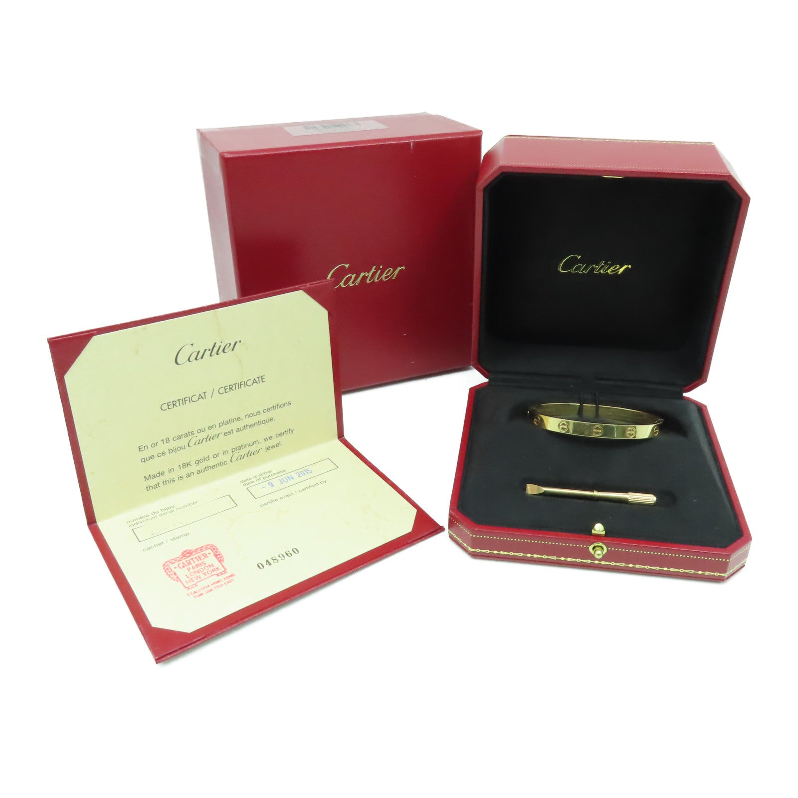 CARTIER 18K黃金Love Blaceret手鐲Cartier#17
