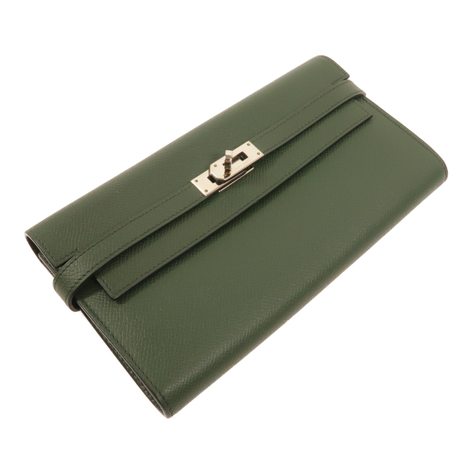 HERMES Epsom皮革Kelly Wallet長錢包Vert Anglais