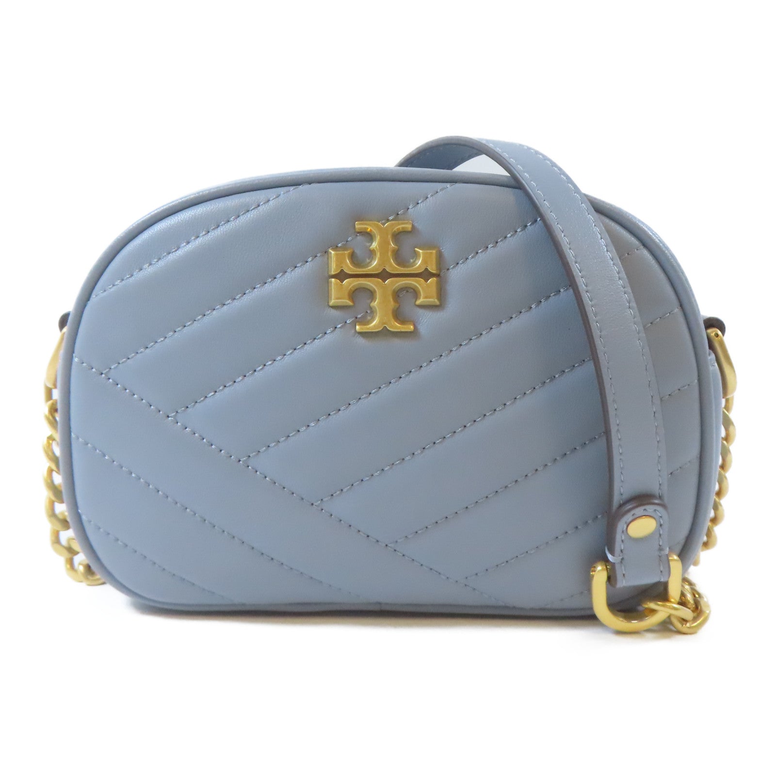Tory Burch 牛皮皮革Shoulder Bag金扣肩背袋淺藍色