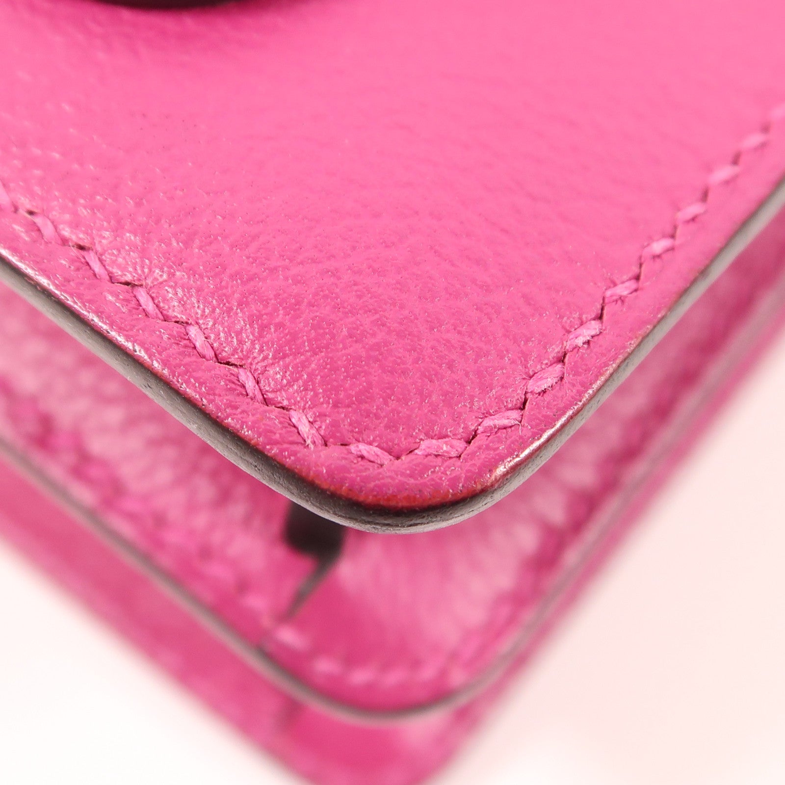HERMES Evercolor皮革Roulis Mini銀扣肩背袋Rose Pourpre