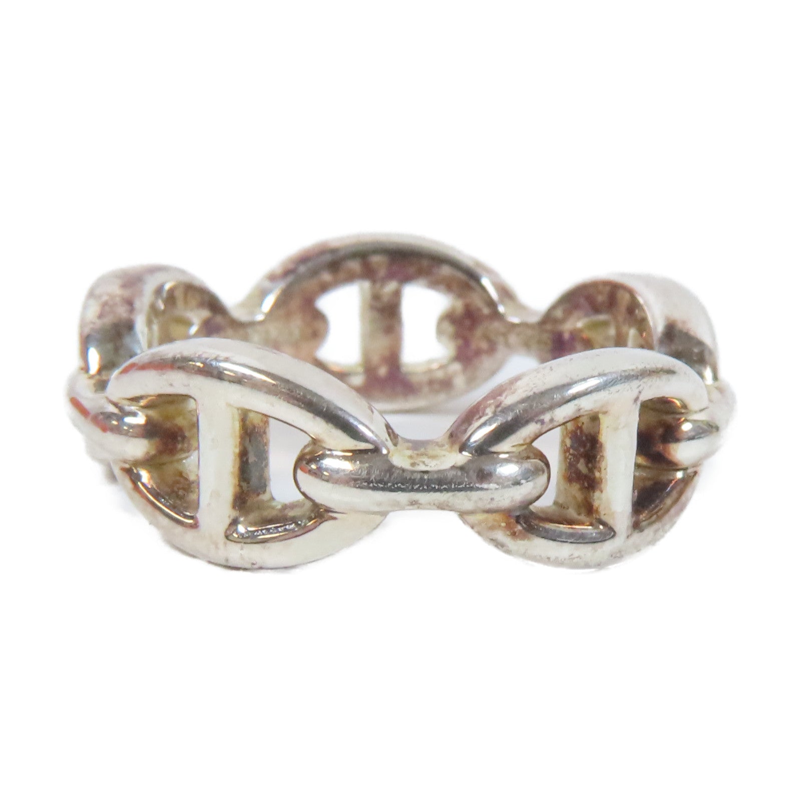 HERMES 925純銀Chaine D'Ancre Enchainee Ring戒指Hermes#54 US#6.5