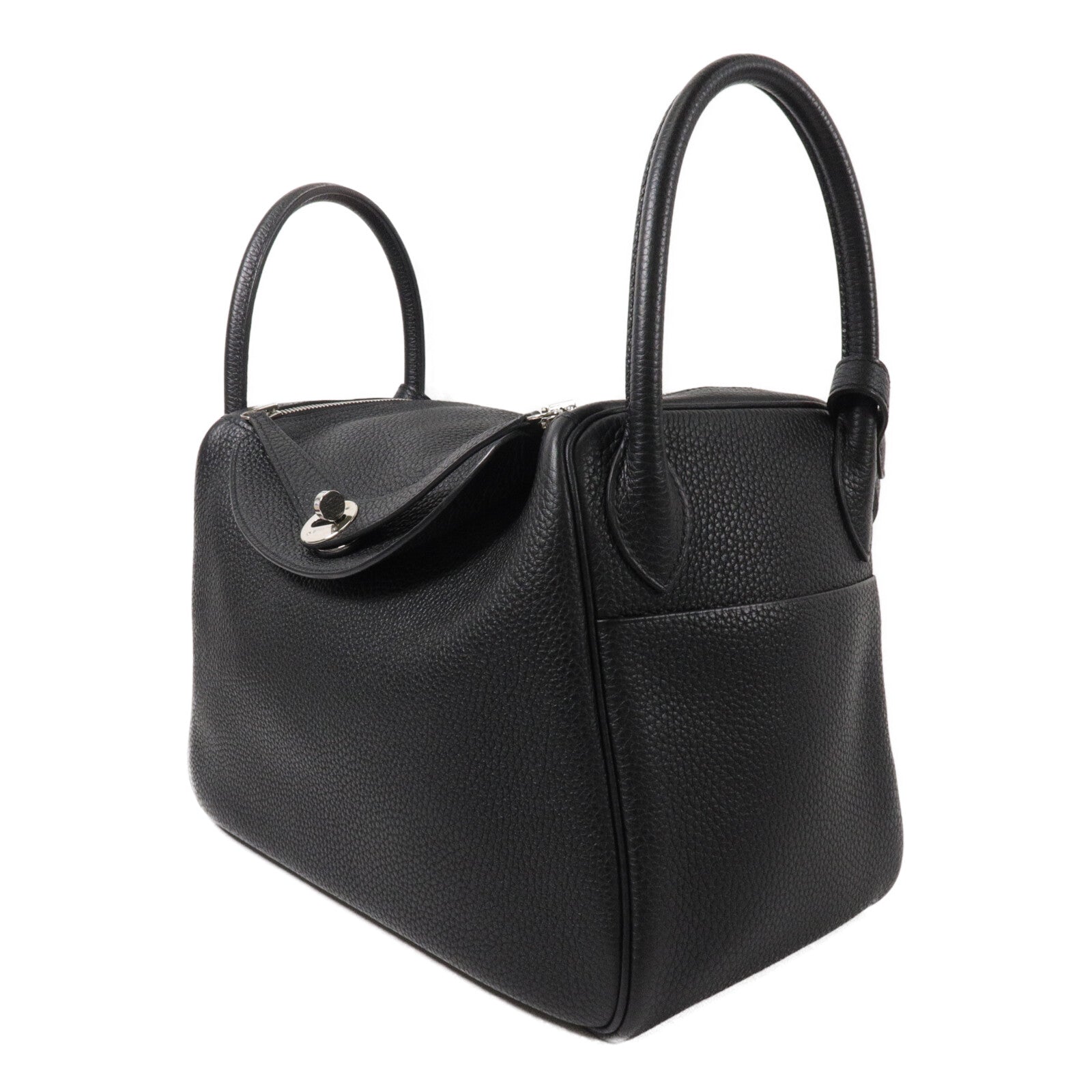 HERMES Clemence皮革Lindy 30手挽肩背兩用袋Noir