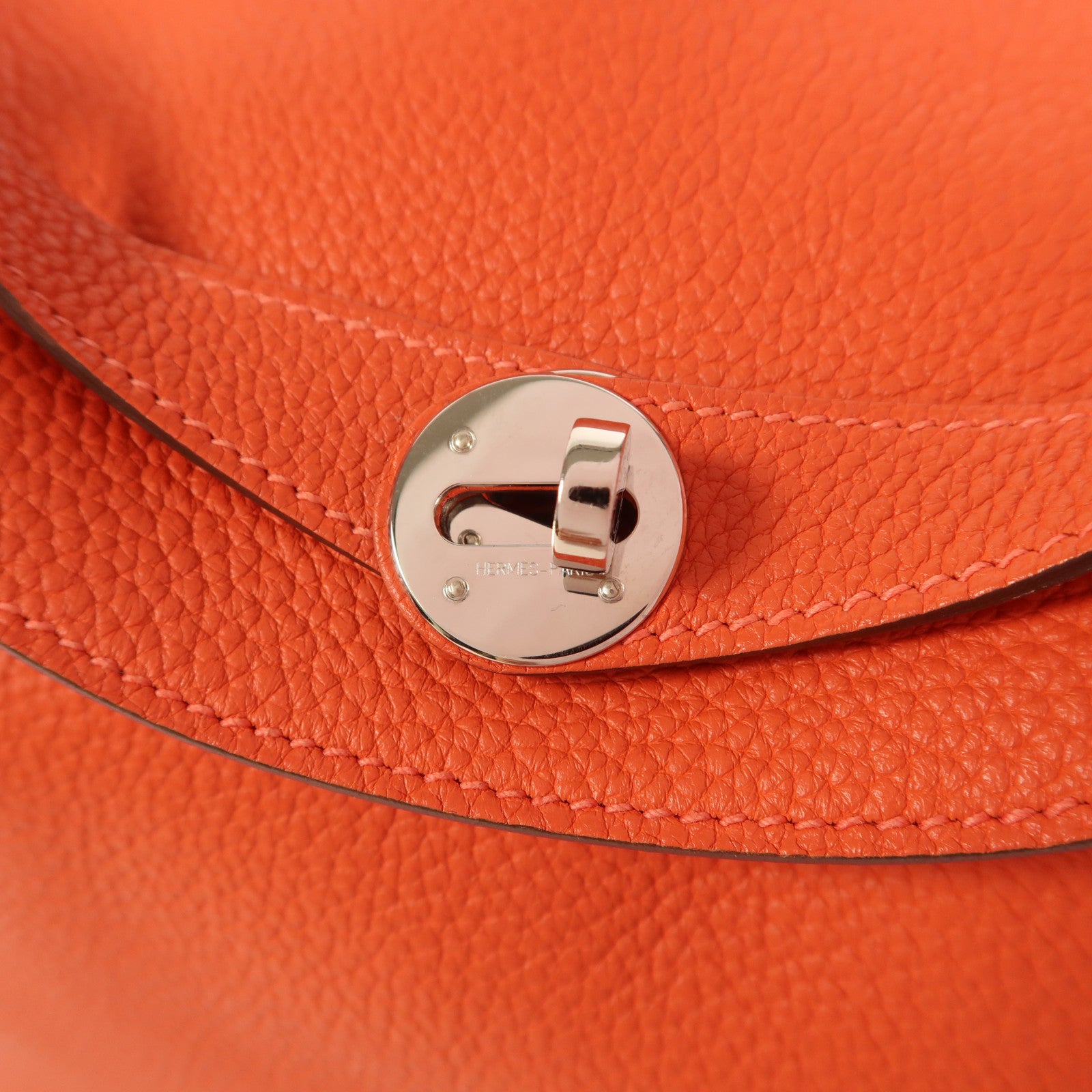 HERMES Clemence皮革Lindy 30銀扣手挽肩背兩用袋Rouge Pivoine