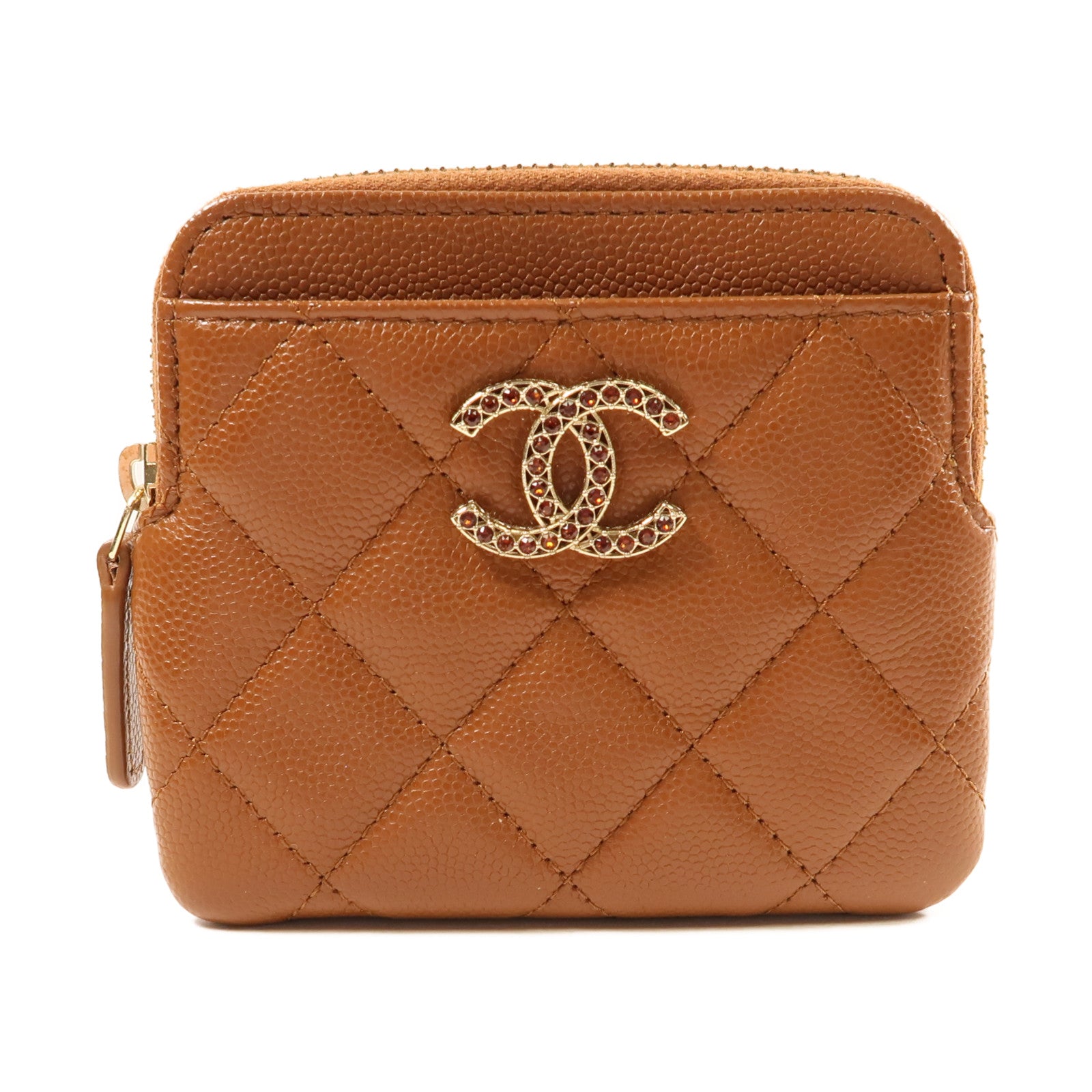 CHANEL 牛皮皮革C19 Wallet金扣錢包啡色