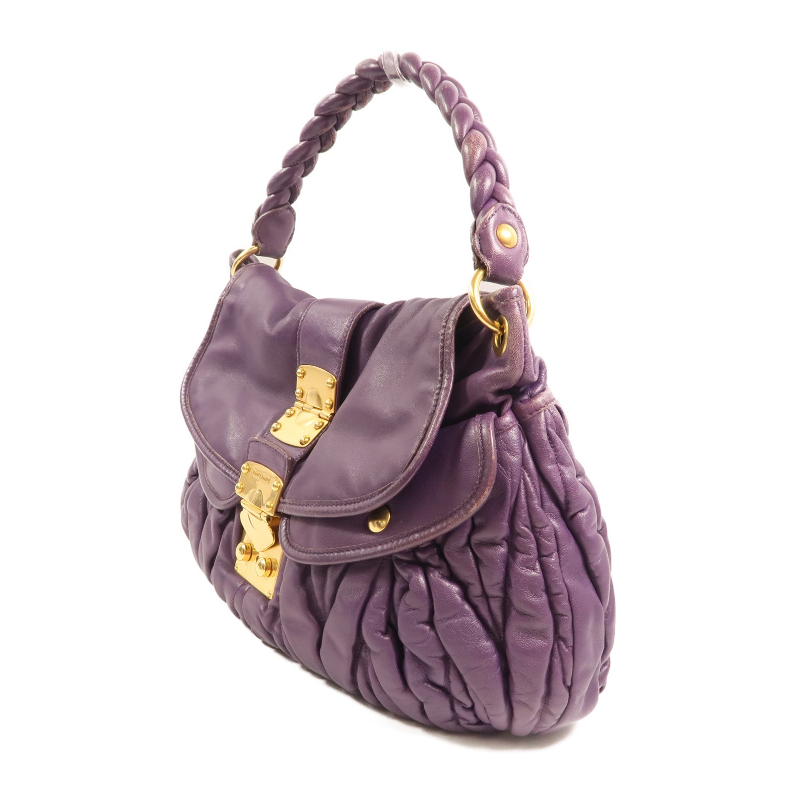 Miu Miu 羊皮皮革Shoulder Bag金扣手挽肩背兩用袋