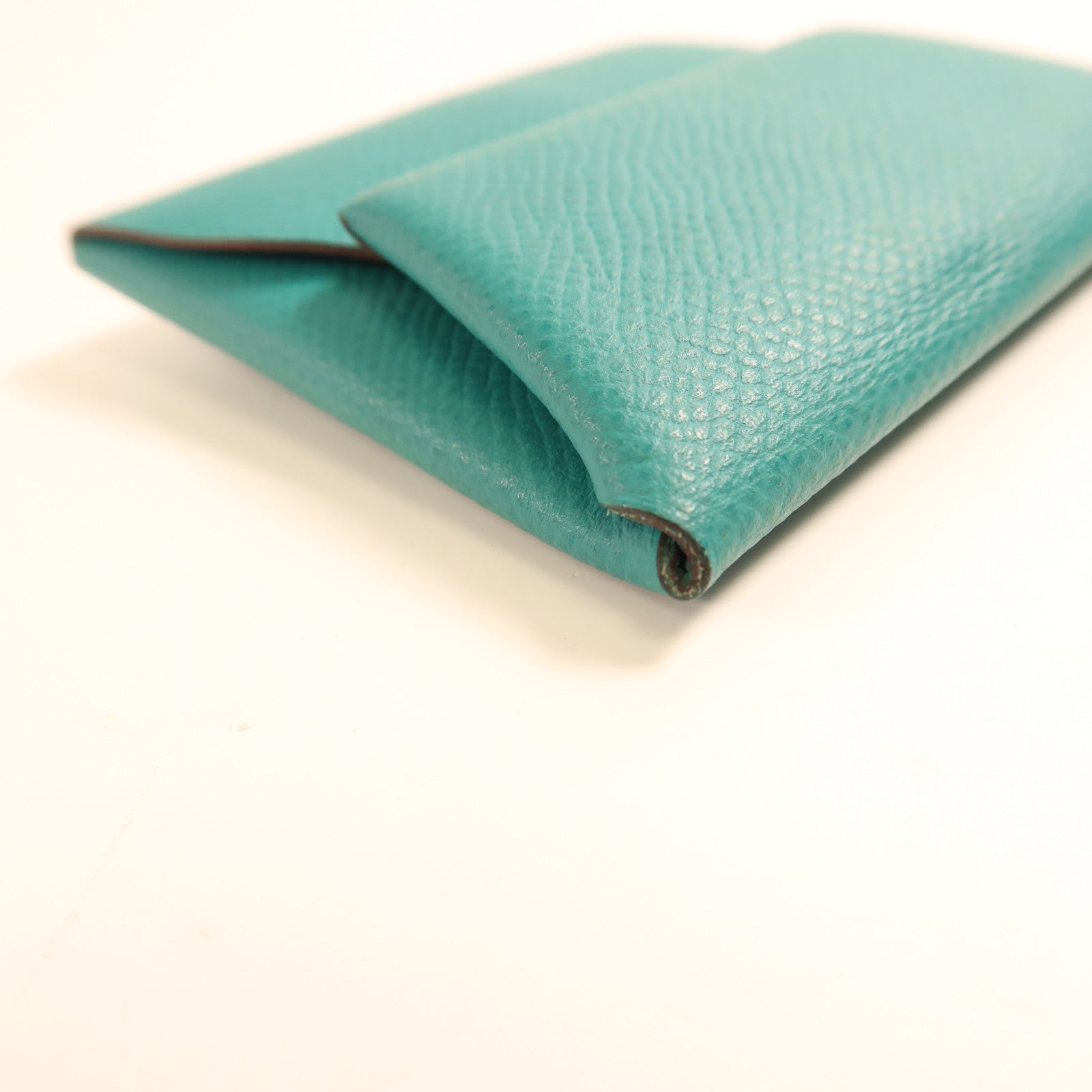 HERMES PHWBastia Card Case Purse Veau Epsom Leather Green
