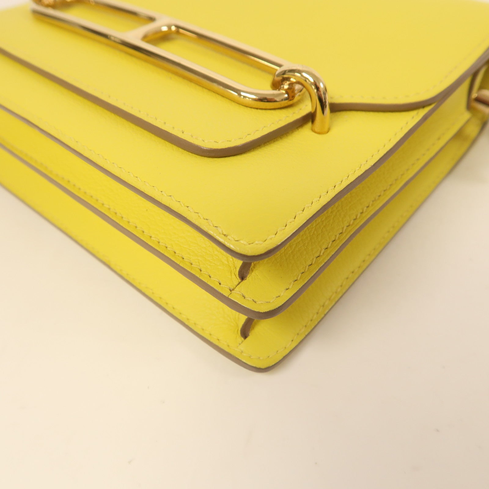 HERMES Evercolor皮革Roulis Mini金扣肩背袋Lime