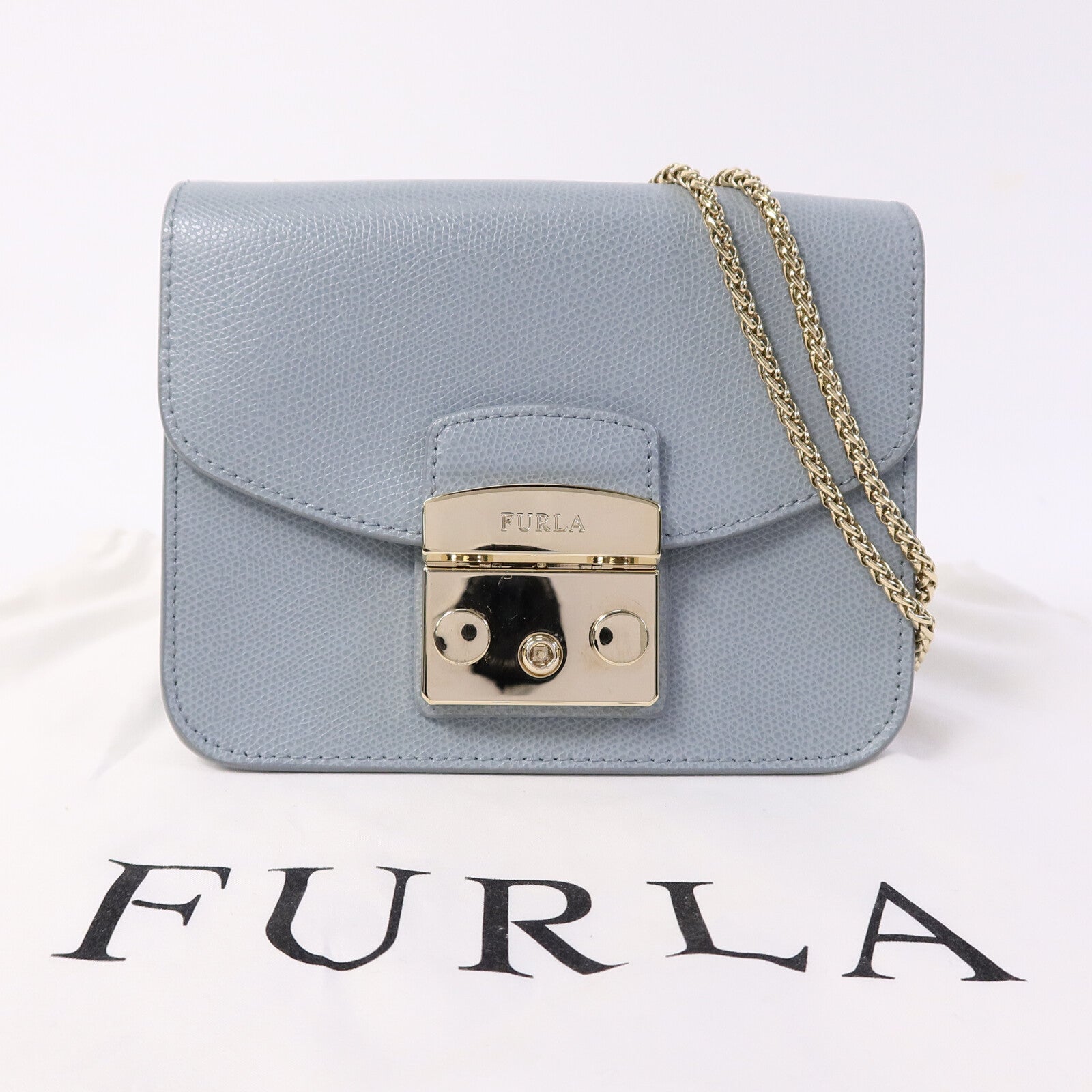 Furla 牛皮皮革Chain Shoulder鏈帶肩背袋