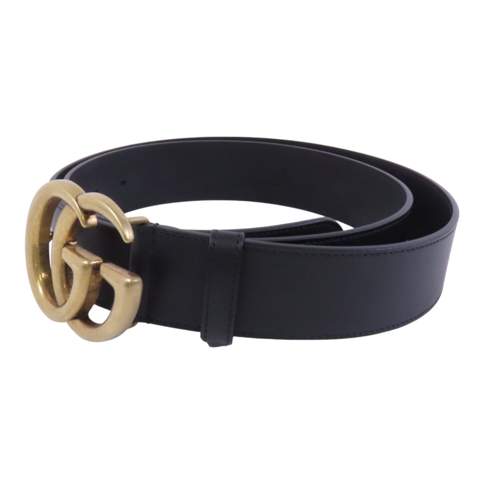 GUCCI 牛皮皮革GG Marmont Wide Belt金扣皮帶