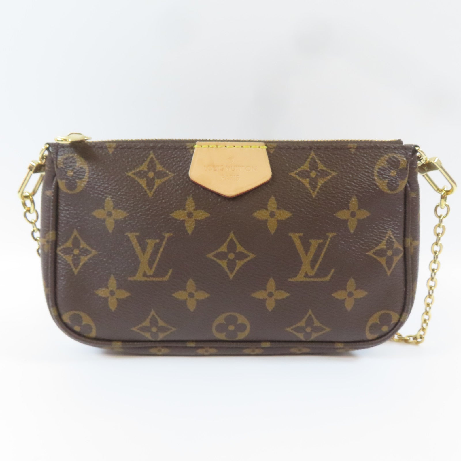LOUIS VUITTON Monogram Multi Pochette Accessories金扣肩背袋綠色/啡色