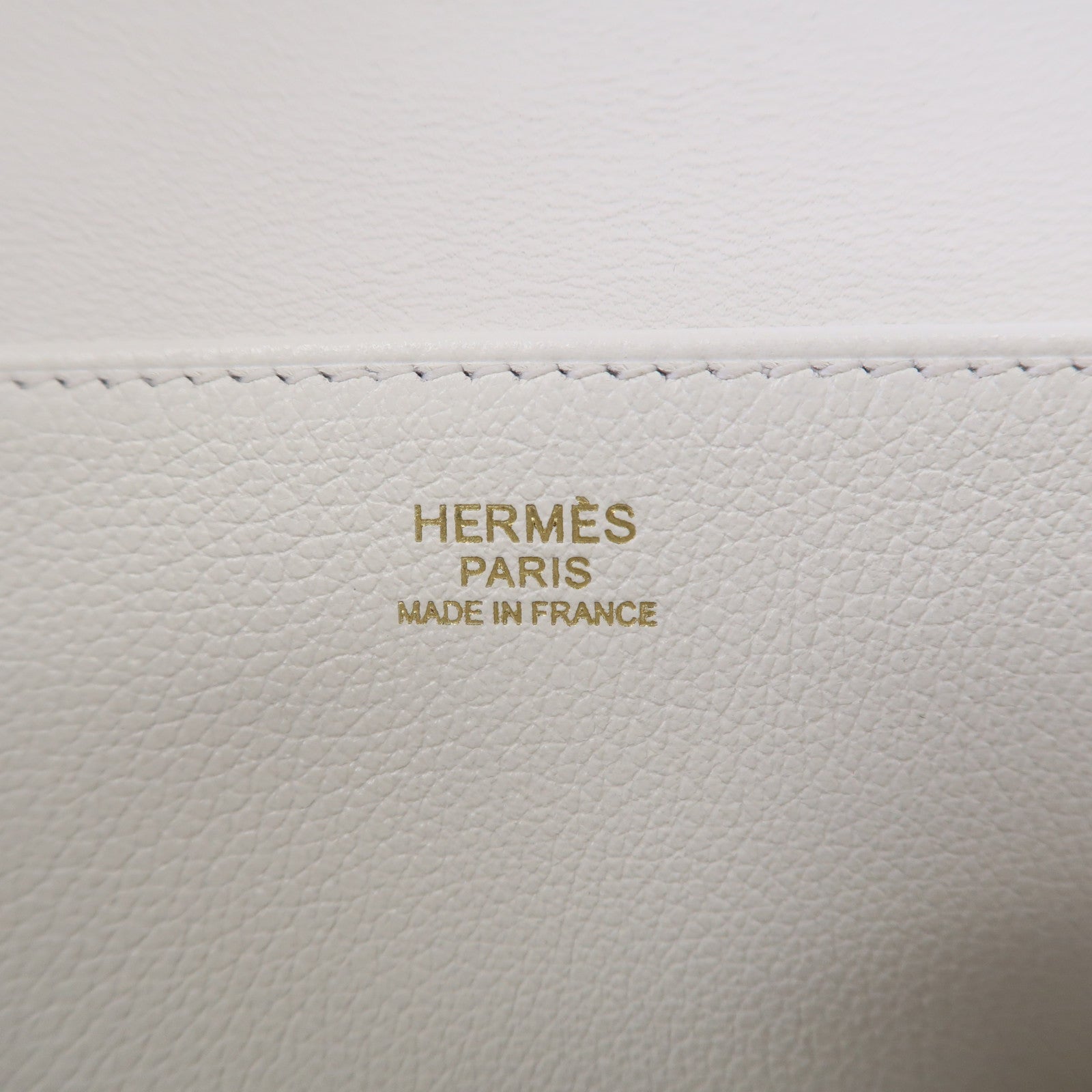 HERMES Clemence皮革Halzan金扣手挽肩背兩用袋奶昔白色