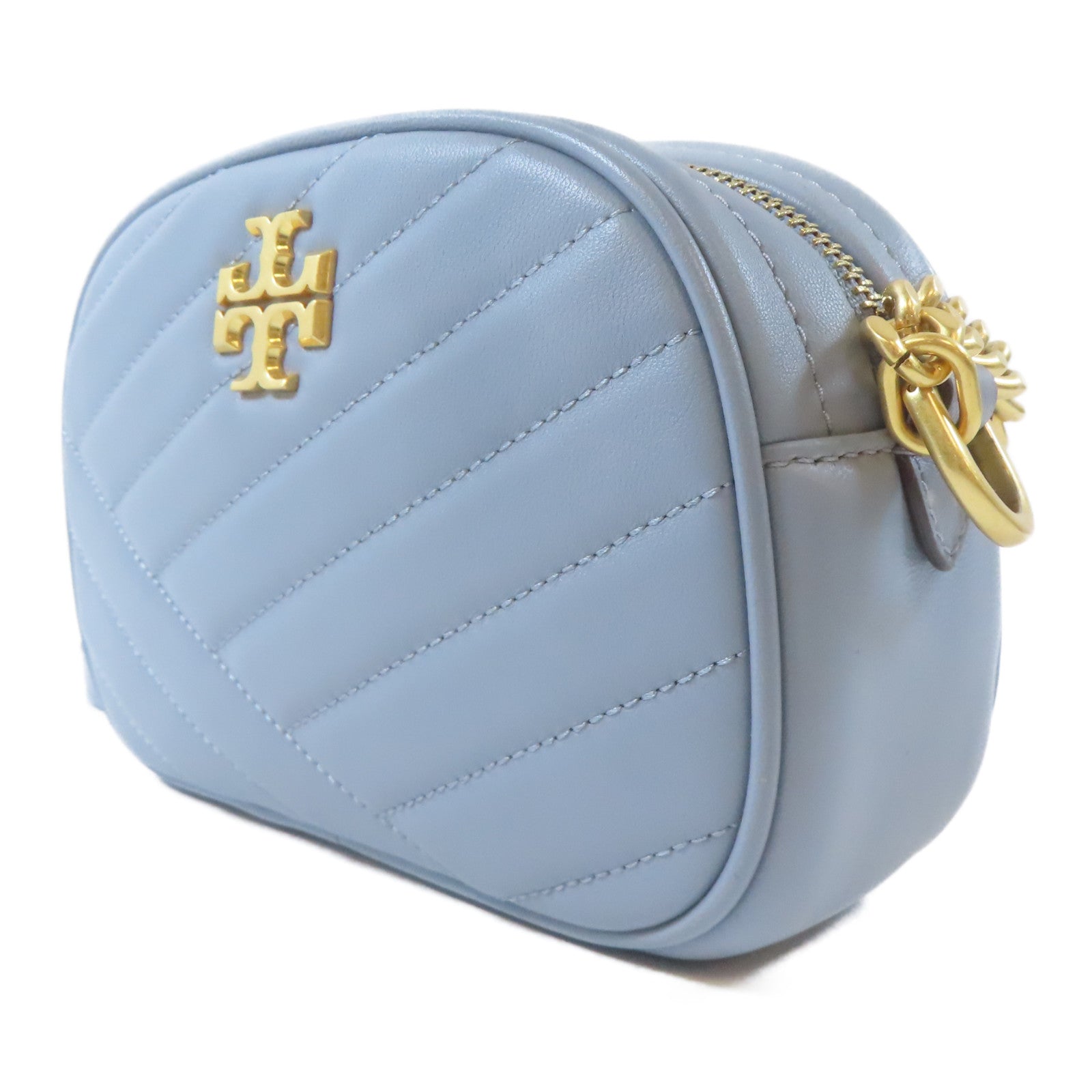 Tory Burch 牛皮皮革Shoulder Bag金扣肩背袋淺藍色
