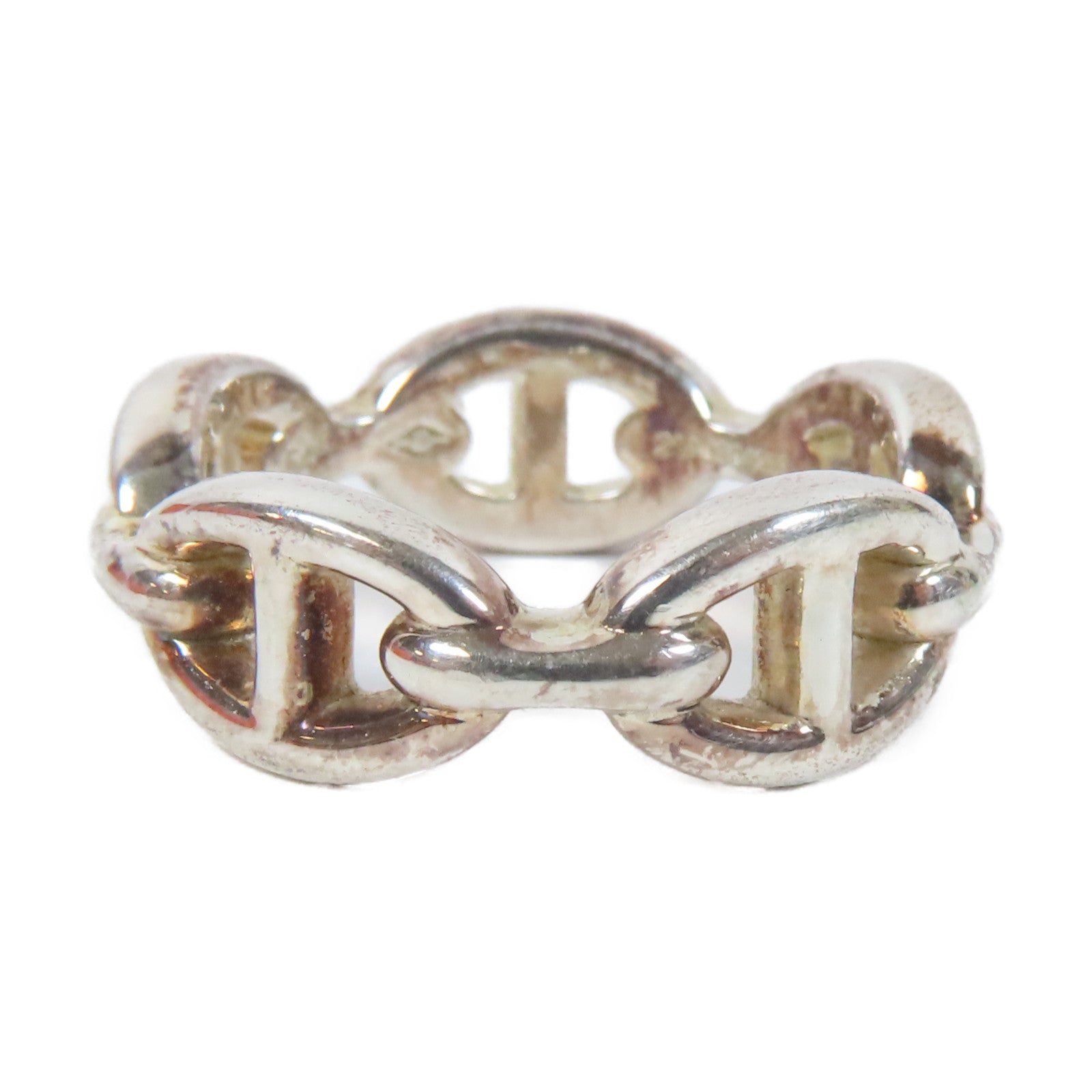HERMES 925純銀Chaine D'Ancre Enchainee Ring戒指Hermes#54 US#6.5