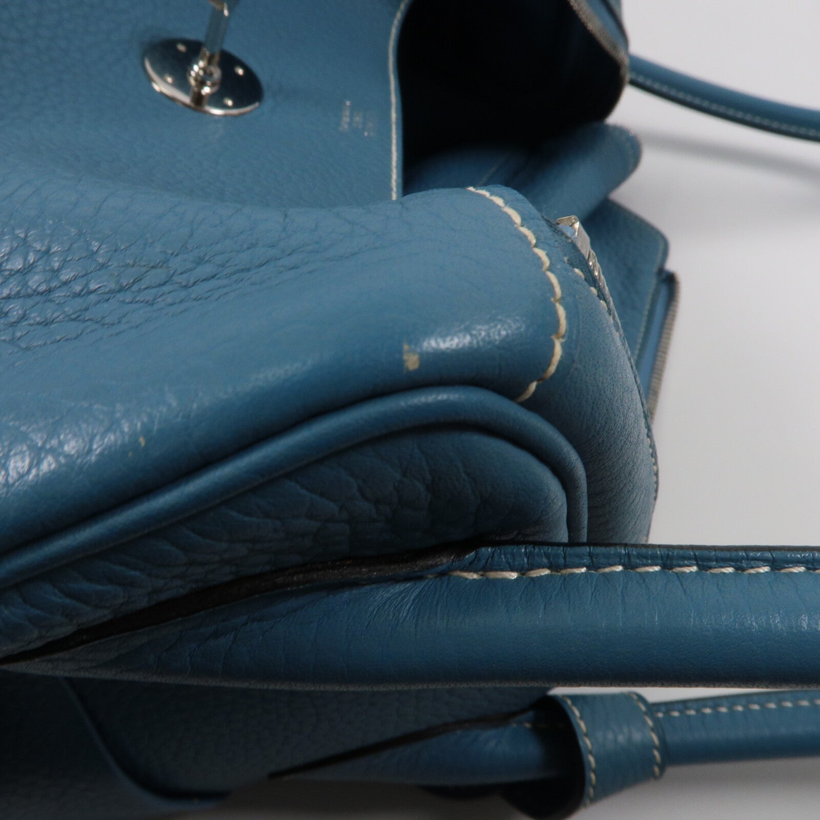 HERMES Clemence皮革Lindy 34手挽肩背兩用袋Bleu Jean