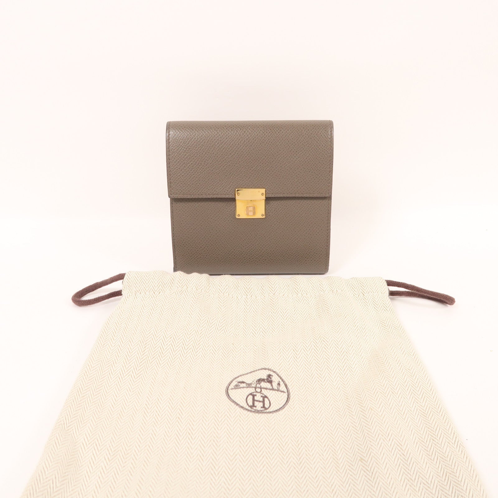 HERMES Epsom皮革Clic Wallet金扣錢包Etain