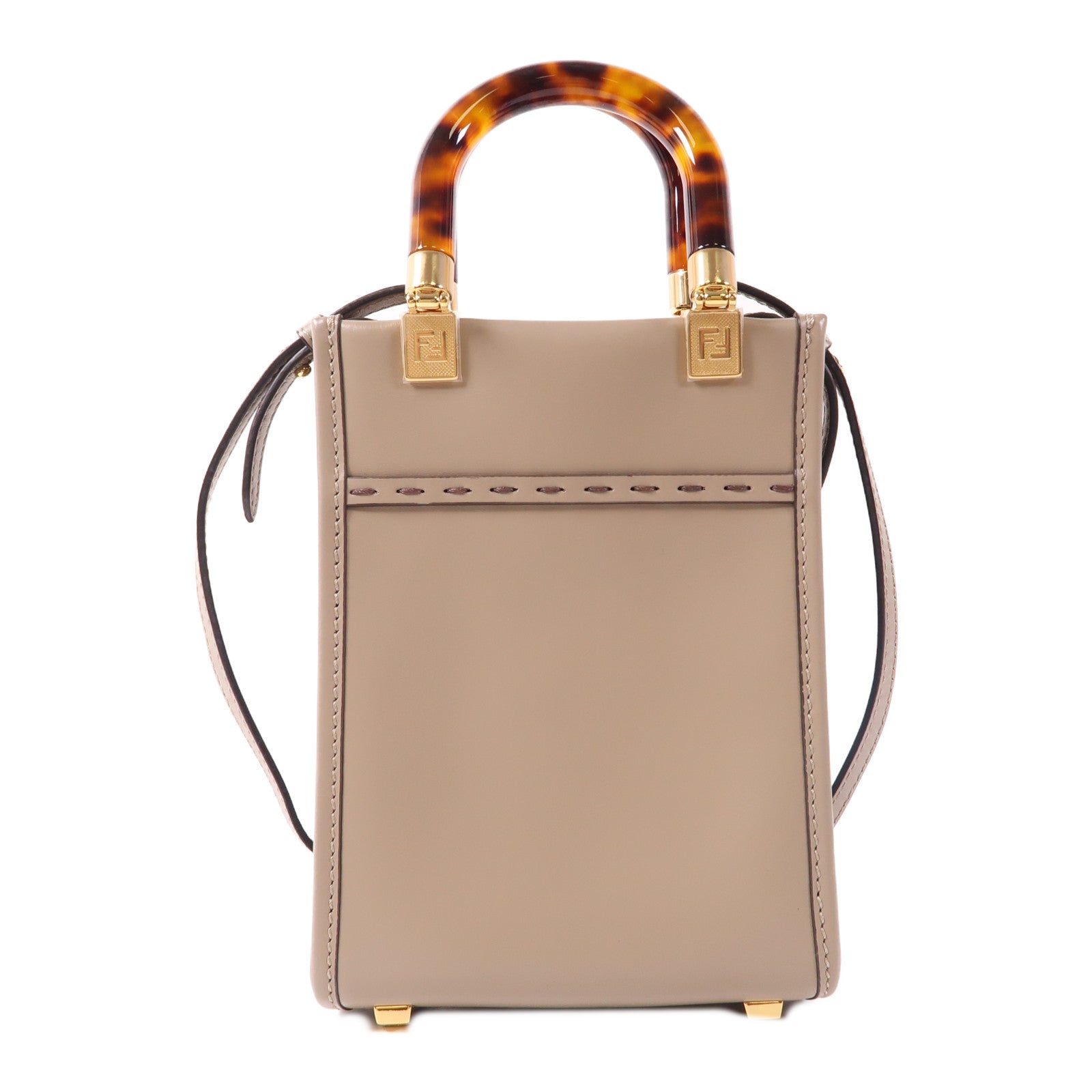 FENDI 牛皮皮革Mini Sunshine Shopper金扣手挽肩背兩用袋
