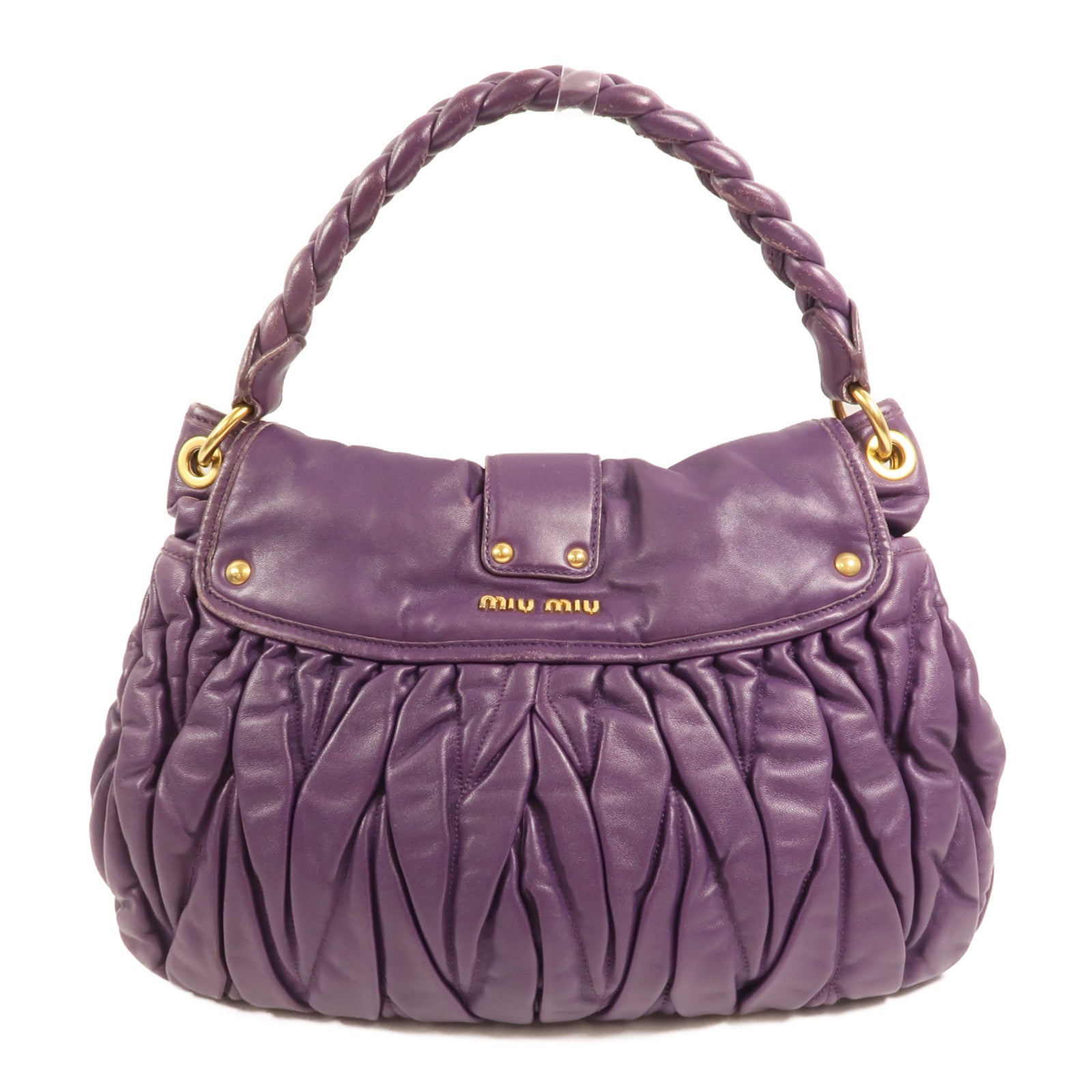 Miu Miu 羊皮皮革Shoulder Bag金扣手挽肩背兩用袋