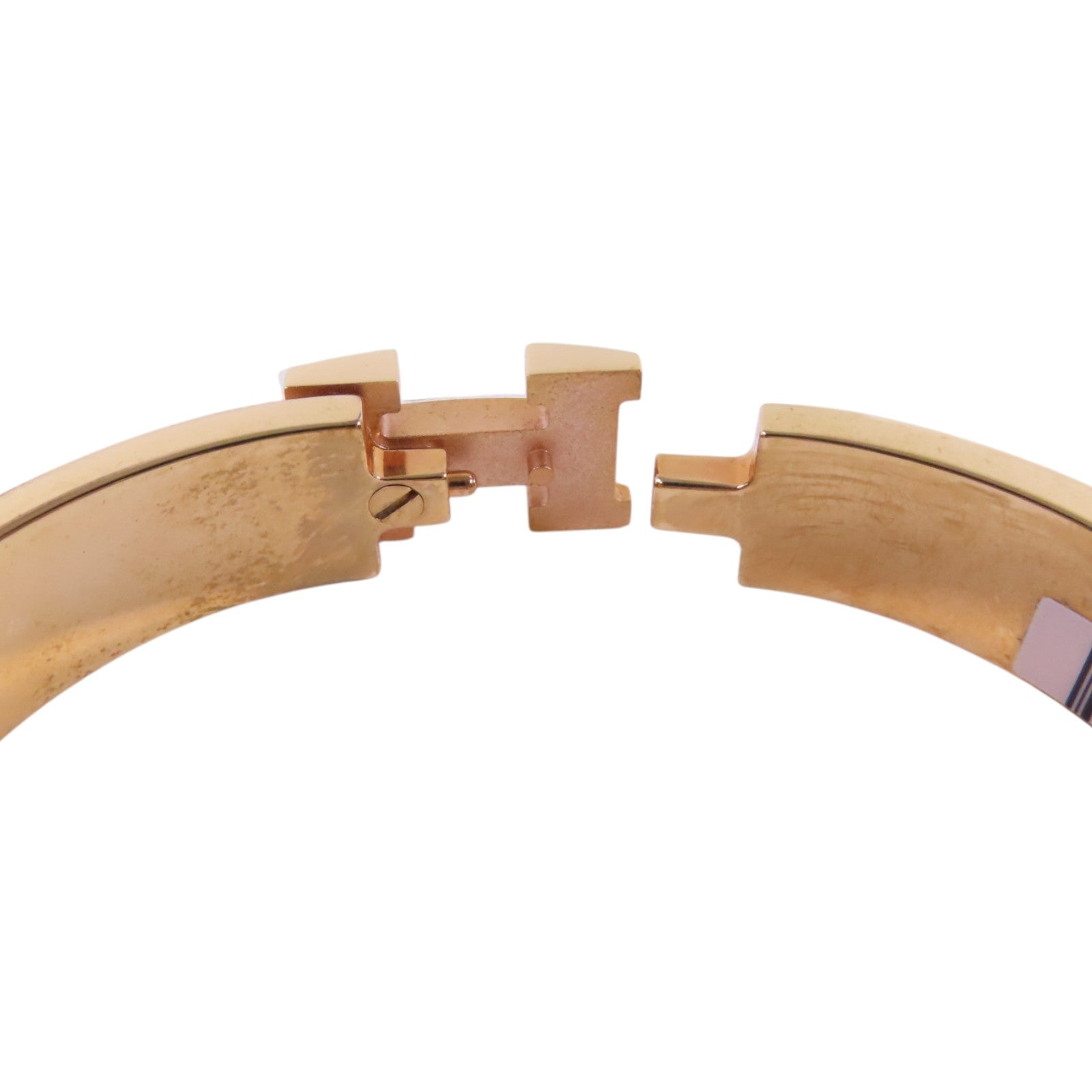 HERMES SHW Clic H Bracelet Bangle Metal Enamel White