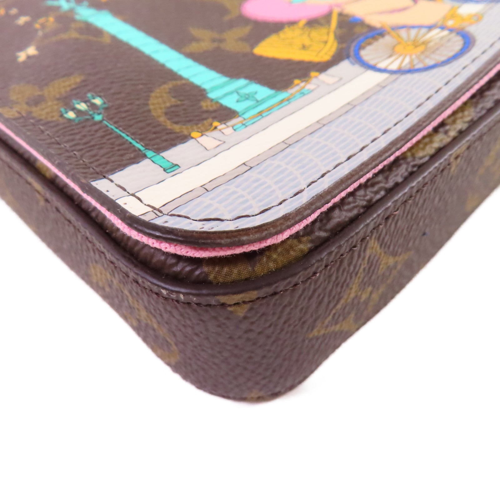 LOUIS VUITTON Monogram Felicie Pochette Shoulder Bag金扣鏈帶肩背袋啡色