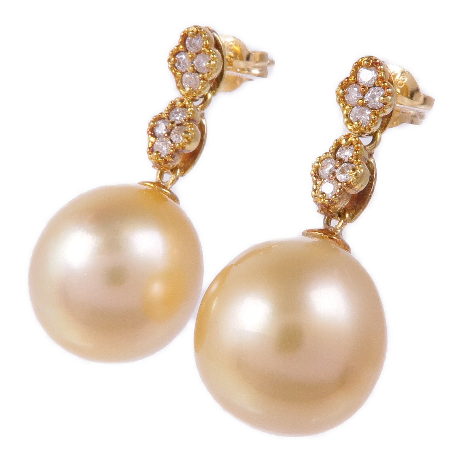 JEWELRY 18K黃金Pearl Diamond Earrings珍珠/鑽石耳環
