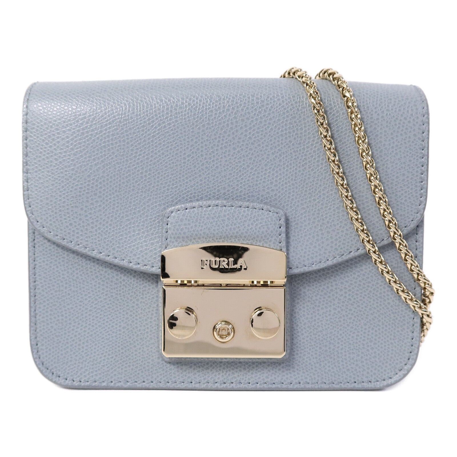 Furla 牛皮皮革Chain Shoulder鏈帶肩背袋
