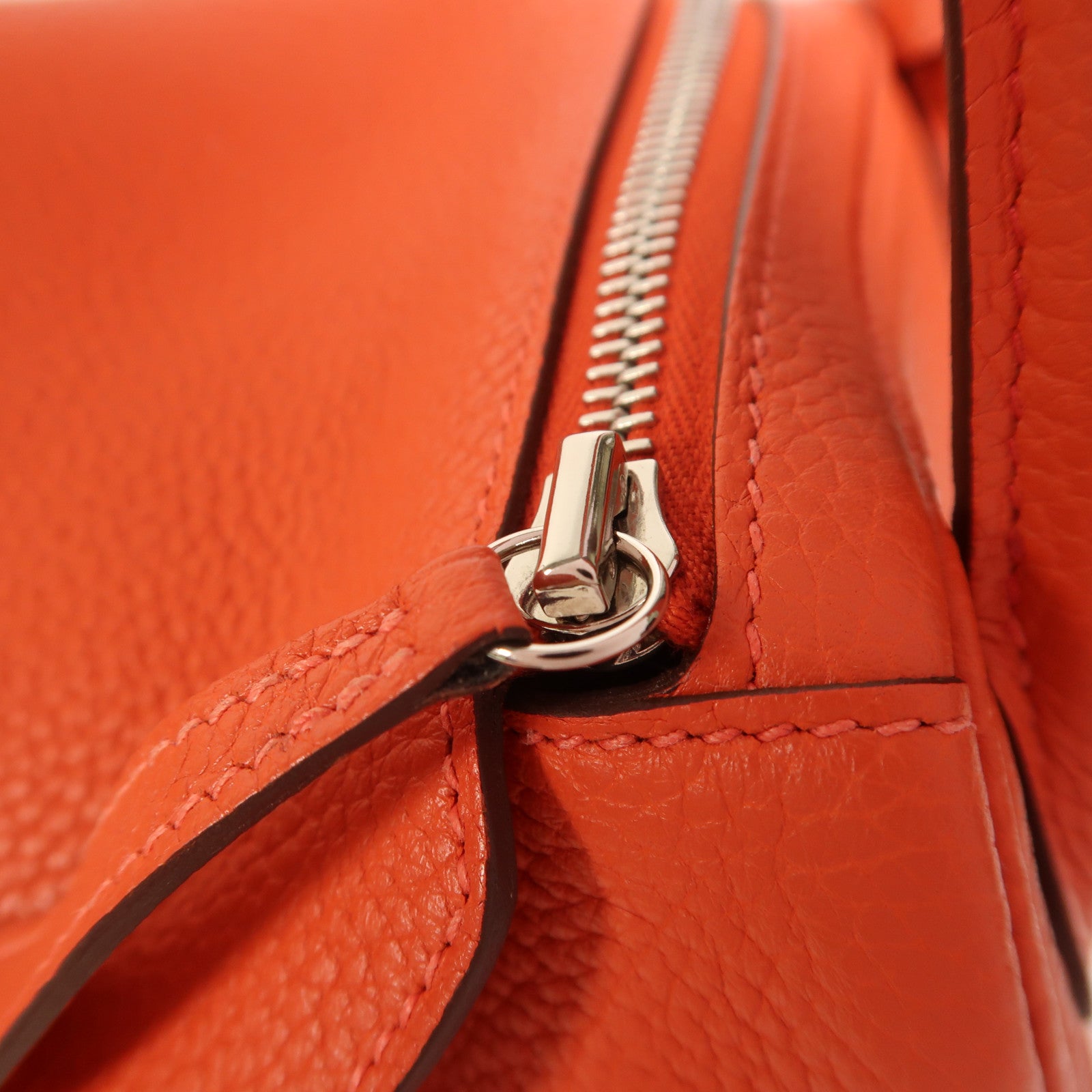 HERMES Clemence皮革Lindy 30銀扣手挽肩背兩用袋Rouge Pivoine