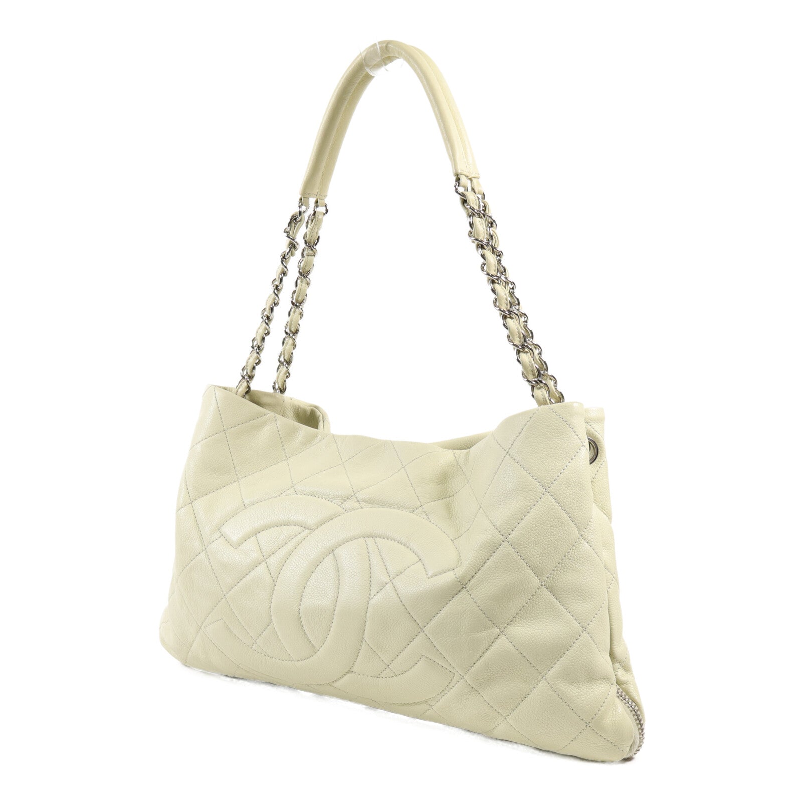 CHANEL 牛皮皮革Shoulder Bag銀扣鏈帶肩背袋