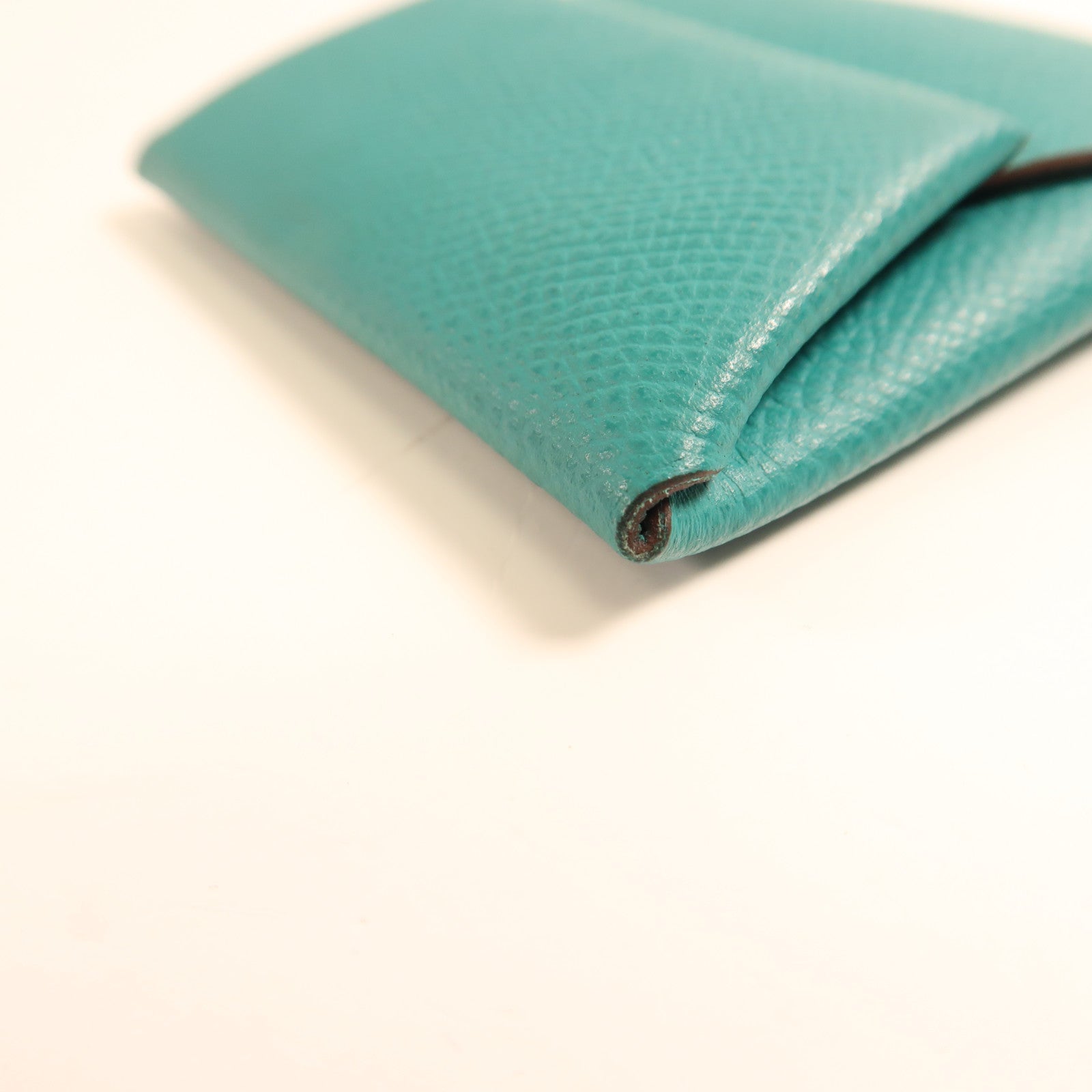 HERMES PHWBastia Card Case Purse Veau Epsom Leather Green