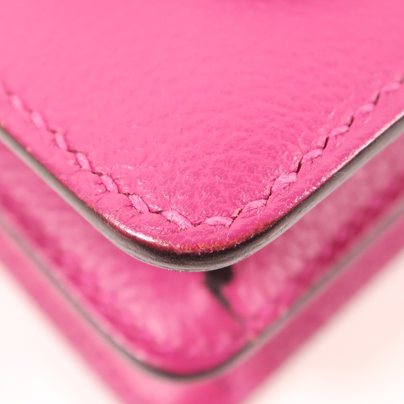 HERMES Evercolor皮革Roulis Mini銀扣肩背袋Rose Pourpre