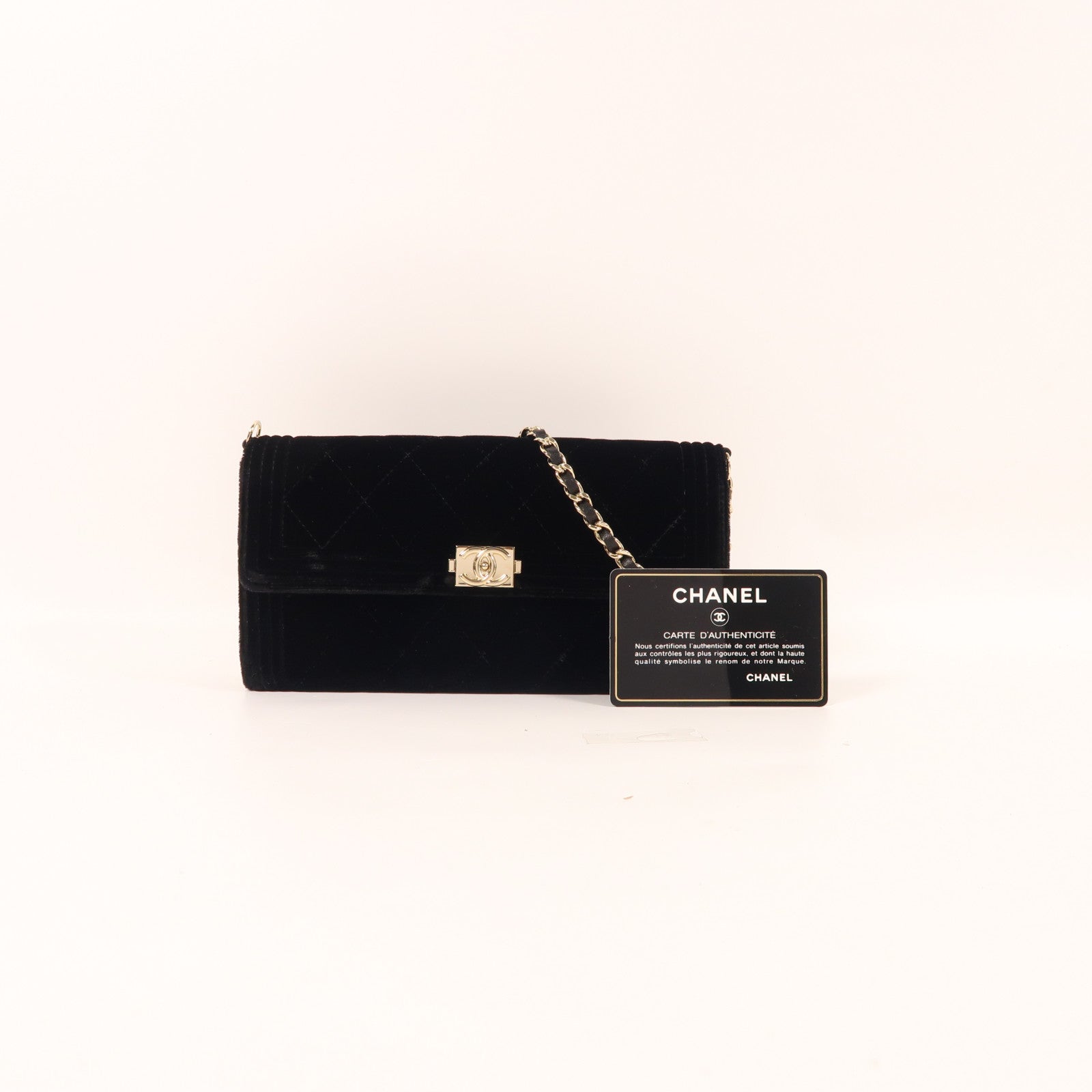 CHANEL CC GHW Chain Shoulder Bag Velvet Black
