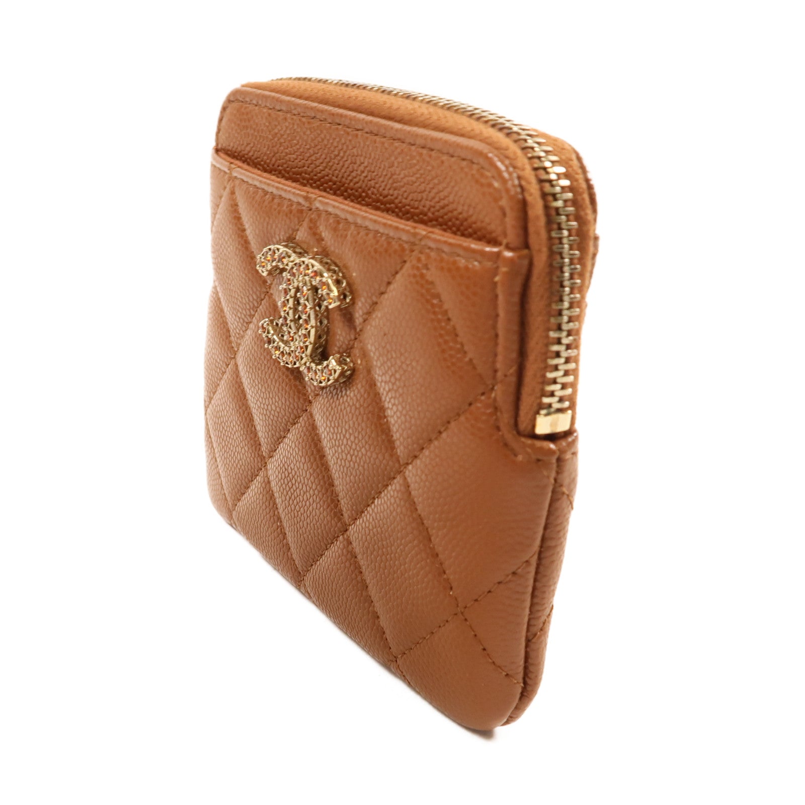CHANEL 牛皮皮革C19 Wallet金扣錢包啡色