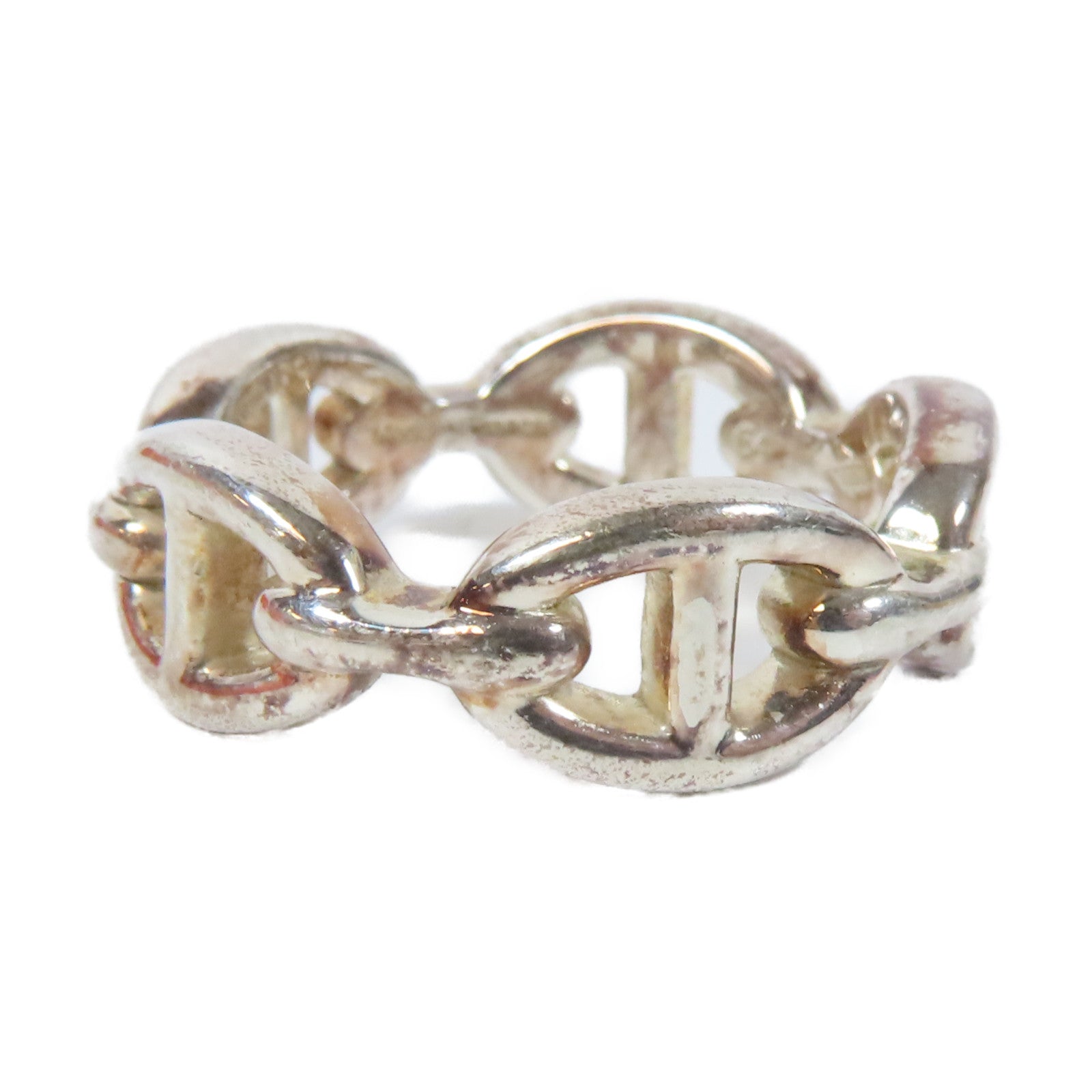 HERMES 925純銀Chaine D'Ancre Enchainee Ring戒指Hermes#54 US#6.5