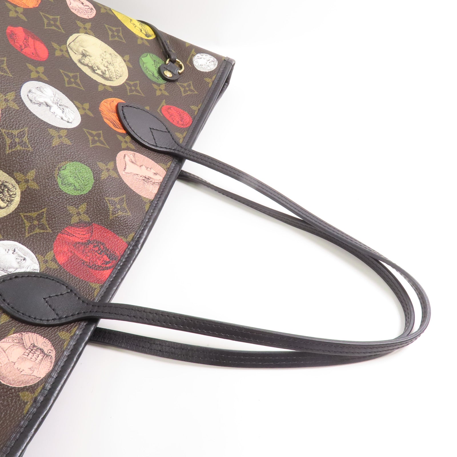 LOUIS VUITTON Monogram LV x Fornasetti Neverfull MM金扣手挽袋